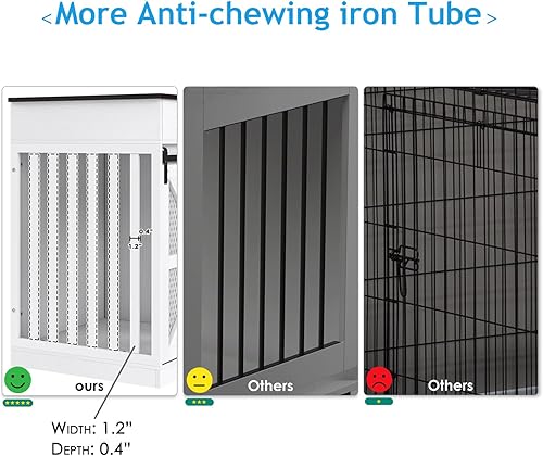 Miniatura 7 de Mueble de jaula para perros de 48 pulgadas con divisor extraíble y cajones de almacenamiento, soporte de TV doble de madera para perros con 2