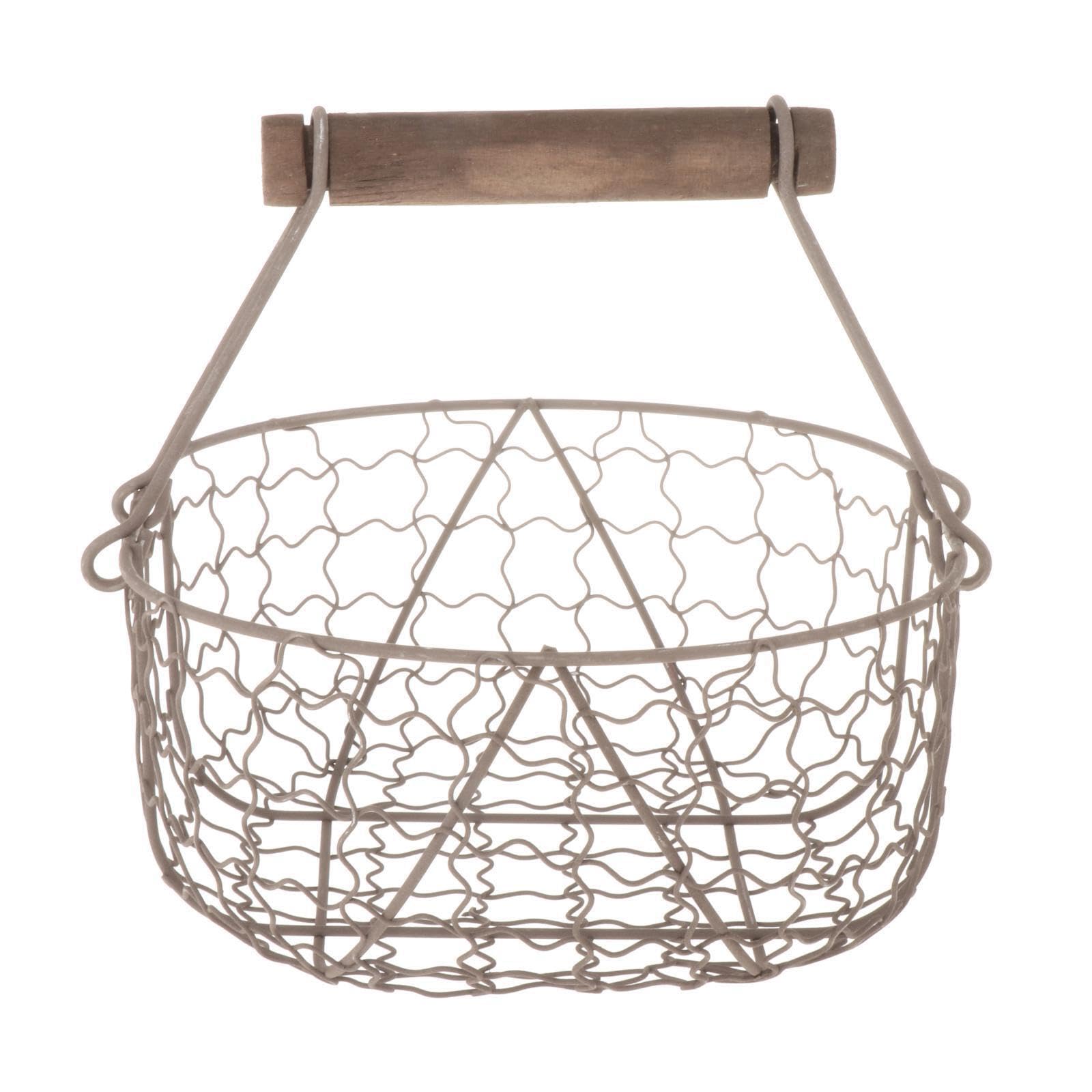 YIXANNX Contemporary Fruit Basket Rustic Iron Storage Holder With Wood Handle Versatile Family Gatherings Food Iron Mesh Rustic Vegetables Storage Basket, Brown, XL