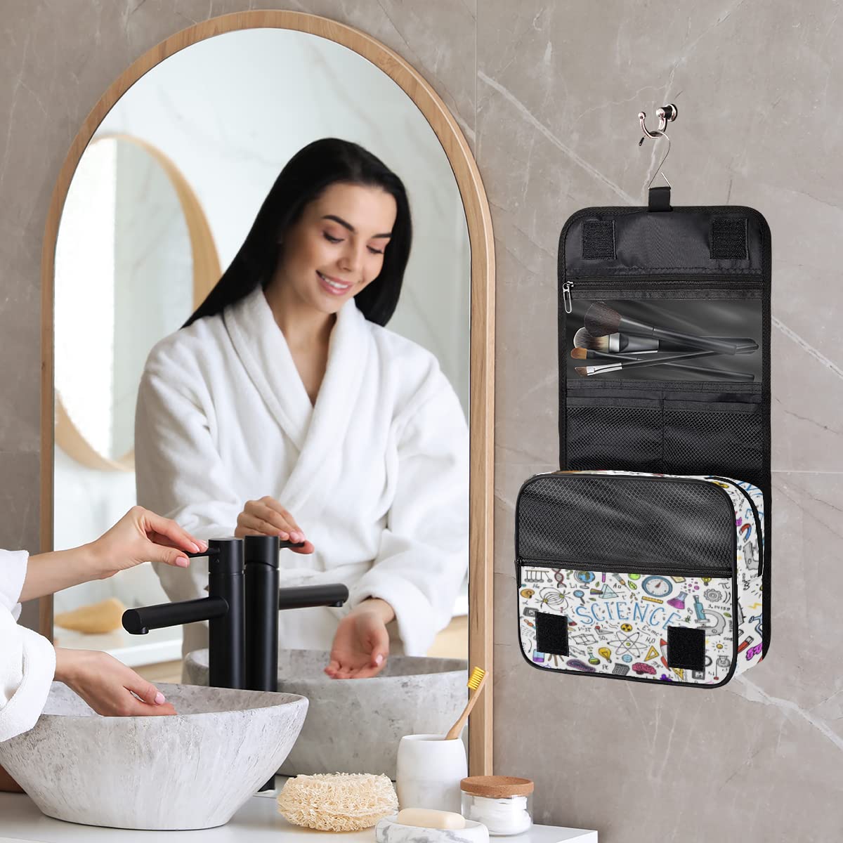 Fizyka Formuły Podróżna Kosmetyczka Formuły naukowe Torba na pranie Torba Unisex Wiszące przybory toaletowe Kosmetyczka Organizer do makijażu, wielobarwny, Jeden rozmiar