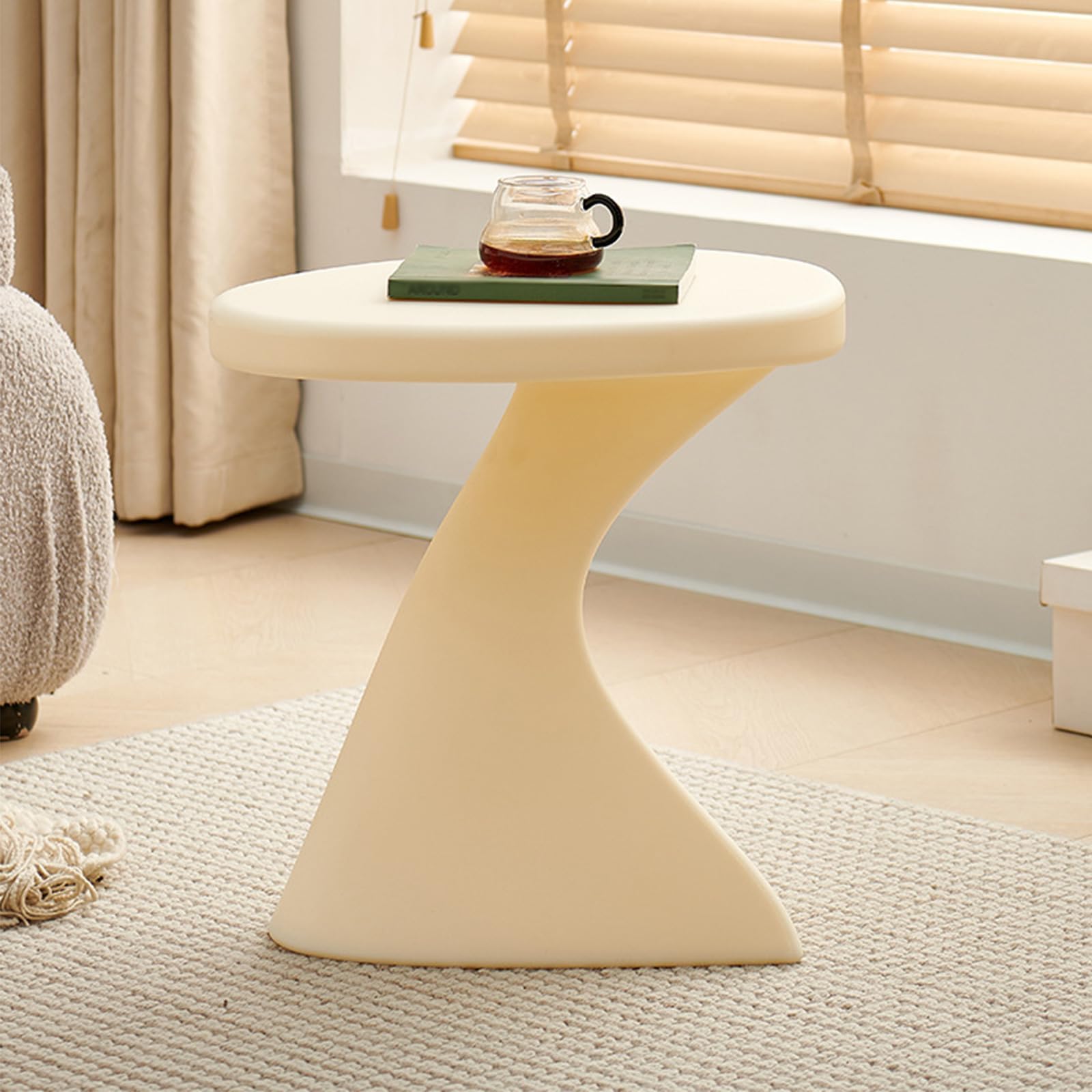 Plastic end Table,Nordic Creative Sofa Side Tables,Irregular end Table for Bedroom, Creative Coffee Tables for Small Space, Small Side Tables for Bal(Size:45*35*45cm/17.7*13.8*17.7in,Color:white)