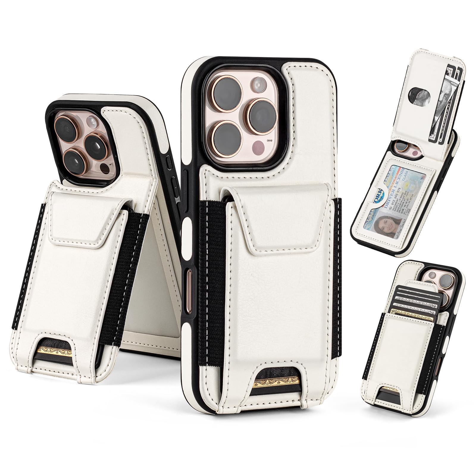 SkyEagle Compatible with iPhone 16 Pro Wallet Case with Card Holder,Women Men Phone Case PU Leather RFID Blocking Shockproof Magnetic Flip Cover