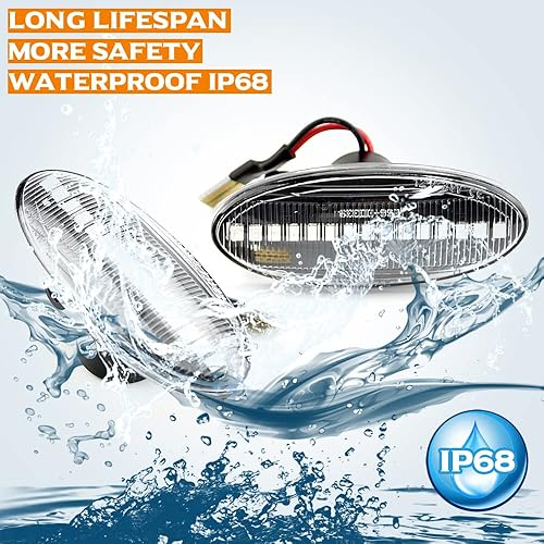 Miniatura 8 de 1 par de luces de marcador de guardabarros delanteros dinámicos laterales compatibles con Ni-ssan D-ualis, Qa-shqai, Ju-ke, Mi-cra, Mar-ch, Mi-cra,