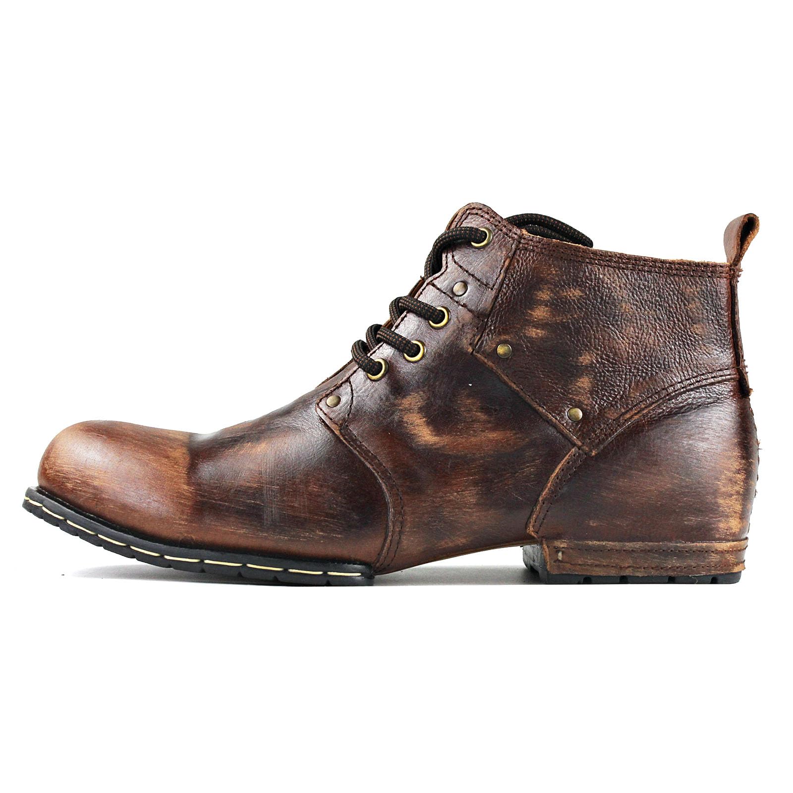Retro Chukka buty dla mężczyzn, sznurowane, motocyklowe, casualowe, skórzane, vintage, botki dla mężczyzn, modne CD-6015-2-Retro, brązowe-R, Br?zowy (Retro Brown), 45 EU szeroki