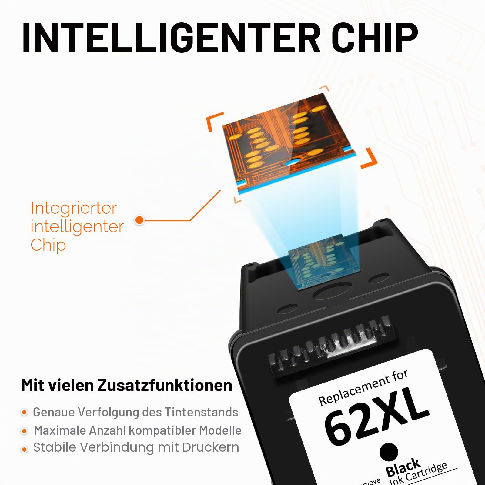 62 XL Druckerpatronen Multipack, 62XL Patronen Schwarz und Farbe kompatible für Original HP 62 Druckerpatronen für Envy 5541 5544 5646 5744 5540 5542 5546 5640 5646 OfficeJet 200 200c 250 250c 5740