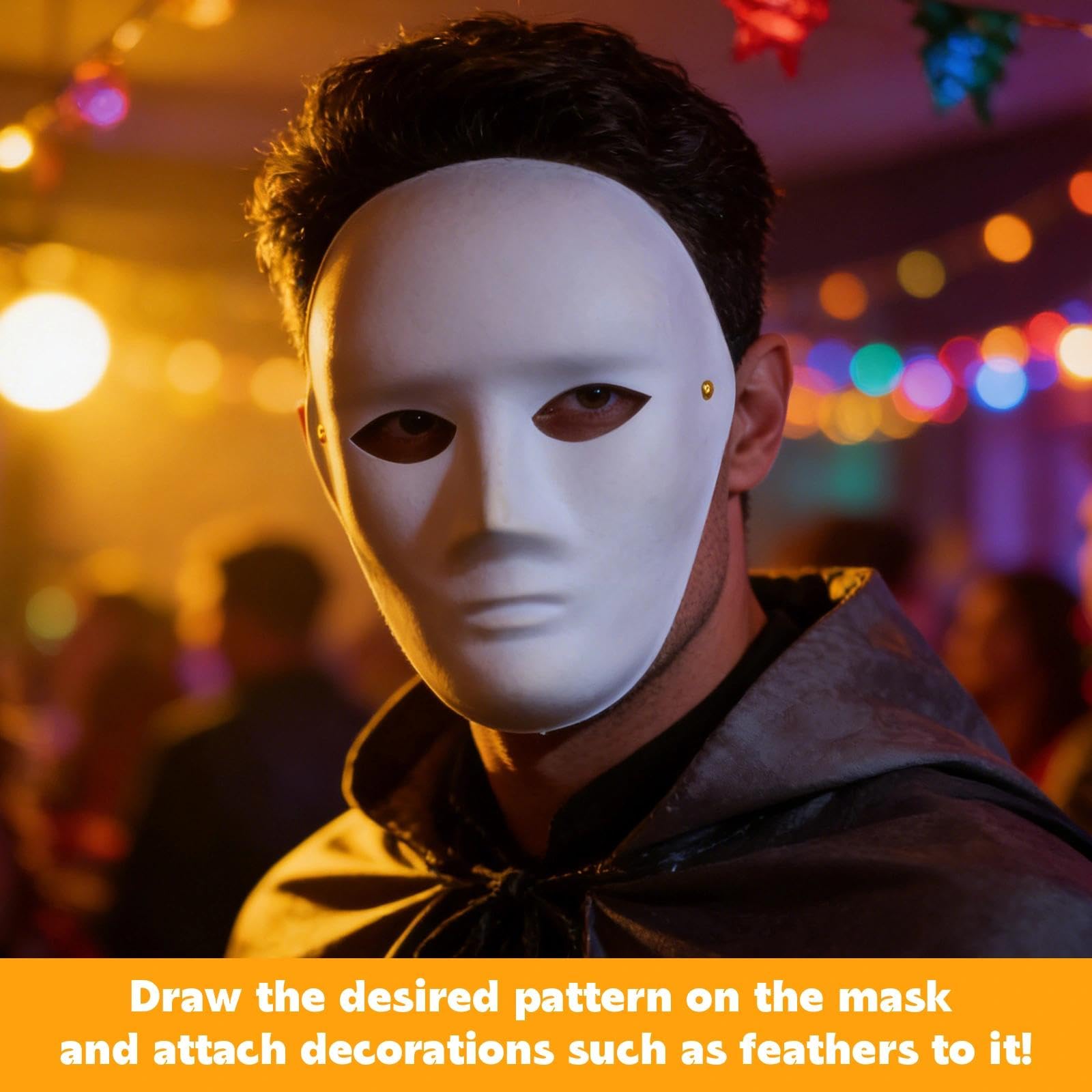 Eulihent 10 Pcs DIY White Paper Masks Blank Masks Plain Face Masks to Decorate Masquerade Mask Pulp Blank Mask for Painting Blank Full Face Mask for Carnival Cosplay Halloween Christmas Dance Party - Image 4