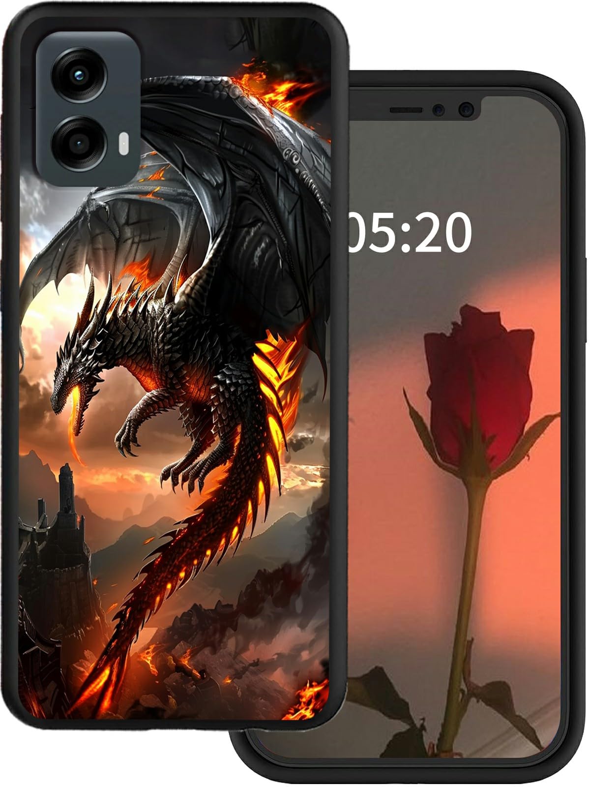 Rossy for Motorola Moto G Stylus 5G 2024 Phone Case with Fire Dragon Pattern for Women Men Slim Soft TPU Silicone Anti-Scratch Shookproof Protection