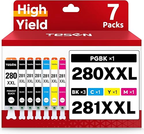 TESEN Cartucho de tinta compatible 280XXL 281XXL de repuesto para Canon 280 281 XXL PGI280XXL CLI281XXL Uso con impresora PIXMA TR8520 TR8620 TS6220