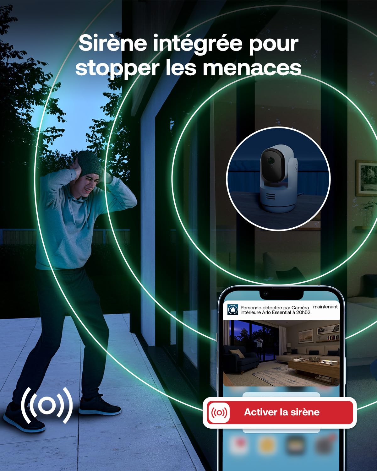 Arlo Essential 3 Interérieure PTZ, Caméra de Surveillance HD, 2 Caméras