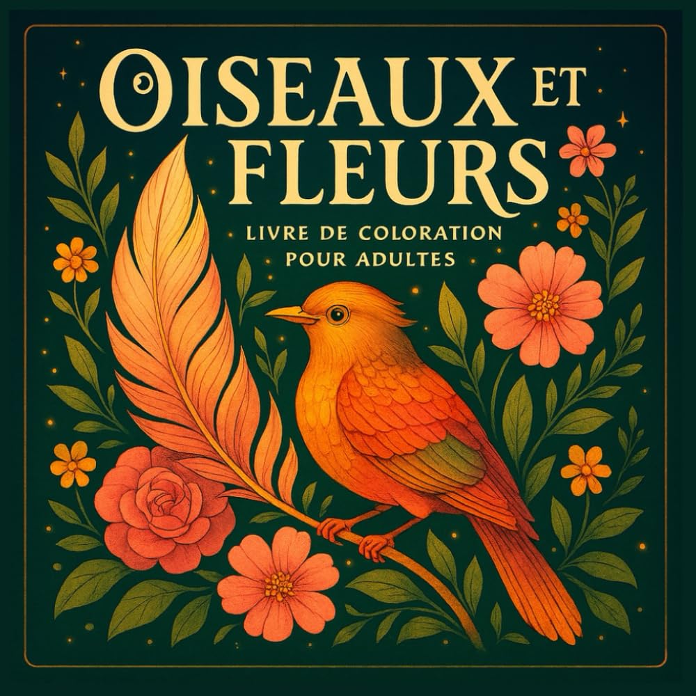 Oiseaux et Fleurs livre de coloriag pour adultes: Pages botaniques et aviaires relaxantes à colorier — Détente, mindfulness et créativité pour adultes