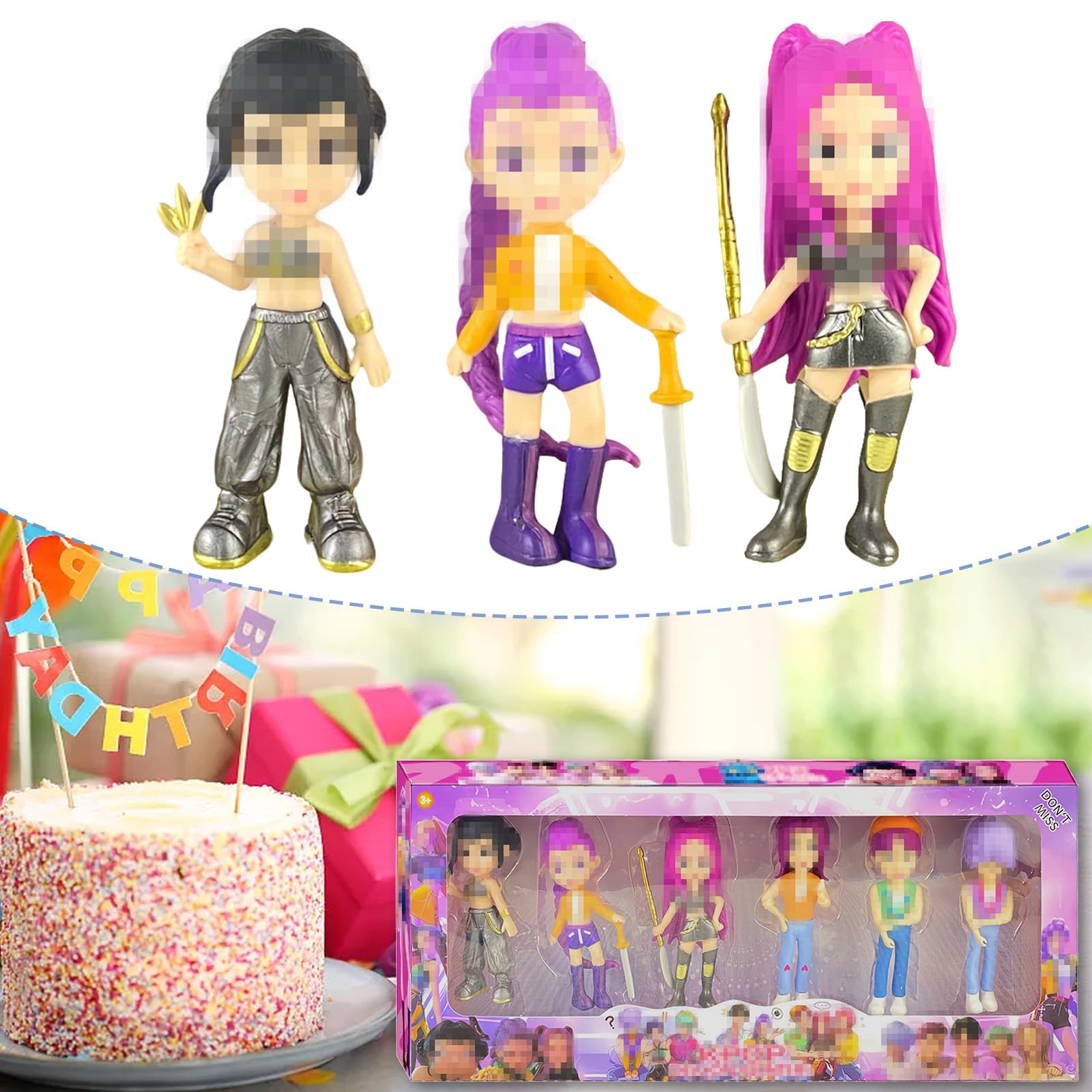 6 Pezzi Huntrs Figurine, PVC Mini Cartoon Anime Figure, Decorazioni Carine per Ufficio e Casa, Regalo per Adulti e Fan (A)