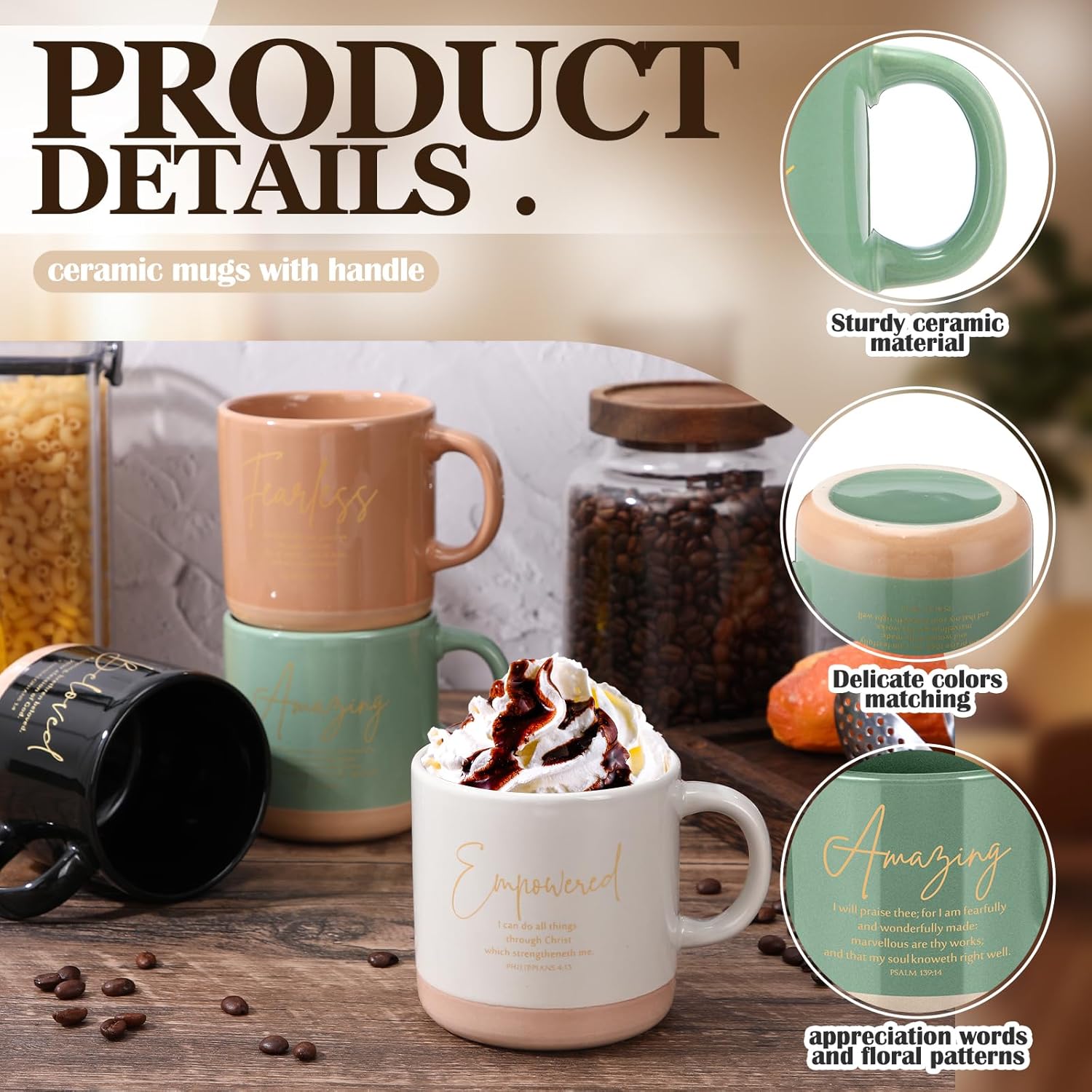 LemonRoad 12 Pcs Inspirational Christian Gift for Women Bulk Included 12oz Ceramics Bible Coffee Mug Large Tote Bag Religious Candle Easter Gift for Mom Godmother Wife Church Teacher Coworker - Image 3