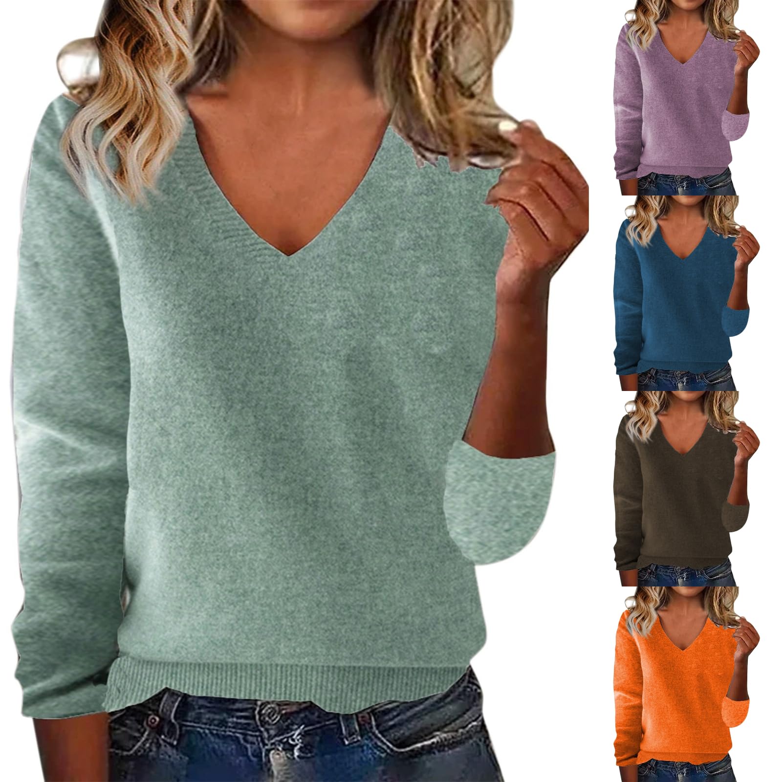 Warm Cashmere Sweaters for Women V Neck Classic Soft Pullover Sweater Loose Casual Long Sleeve 2025 Fall Winter