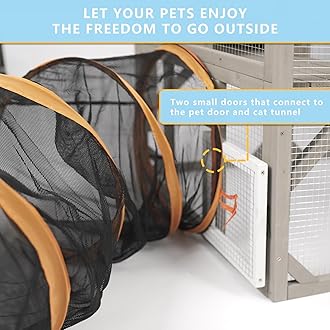 Catio Outdoor Cat Enclosure Large Window Cat House Walk in Kitty Cage with Multi-Level Platforms, Waterproof Roof for Mulitiple Cats (59" L x 29.5" W x 67.7" H)