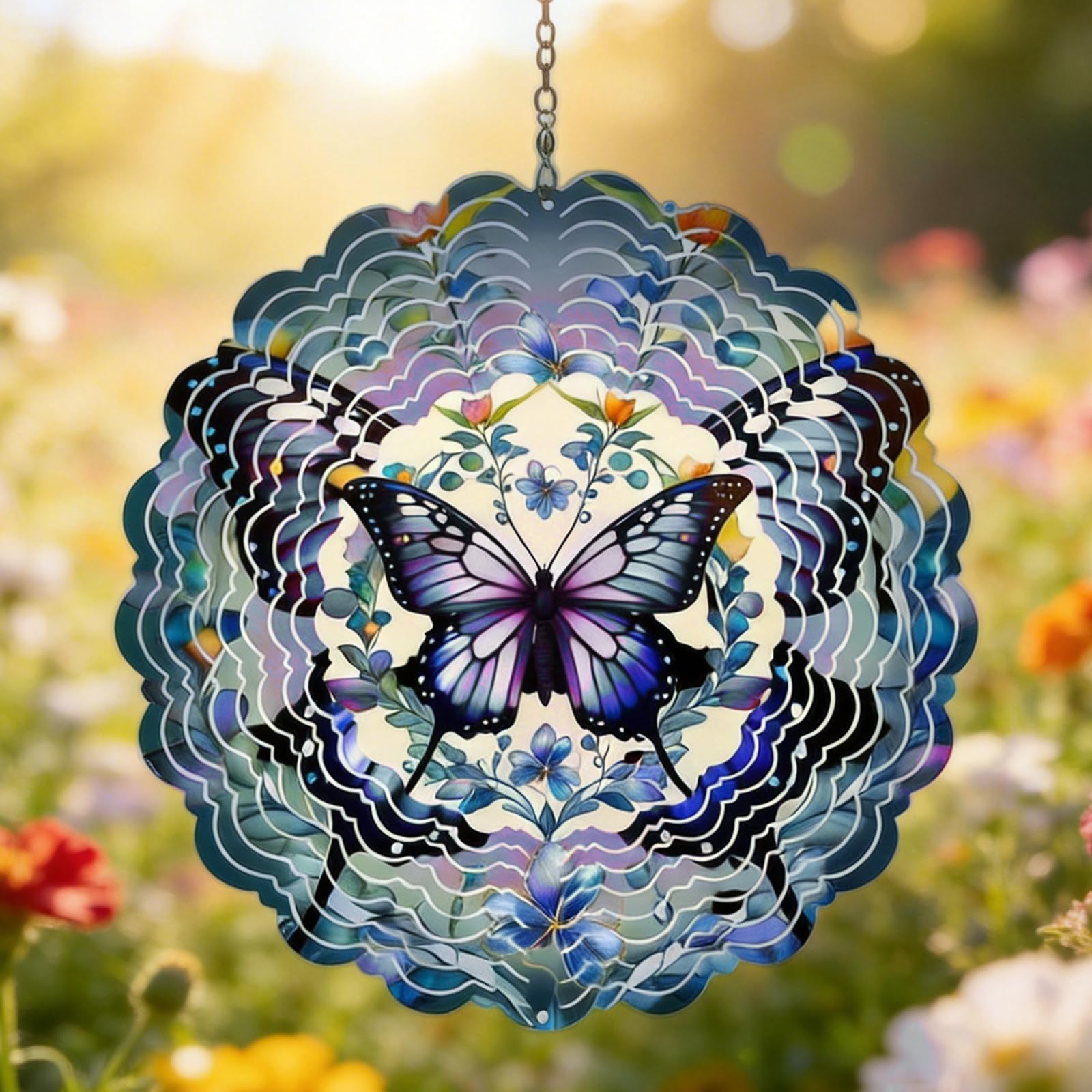 Hqyib Wind Spinners Outdoor - 12 Inch 3D Butterfly Decorations, Garden Hanging Wind Sculptures, Perfect Butterfly Gifts for Women Mom for Patio Yard