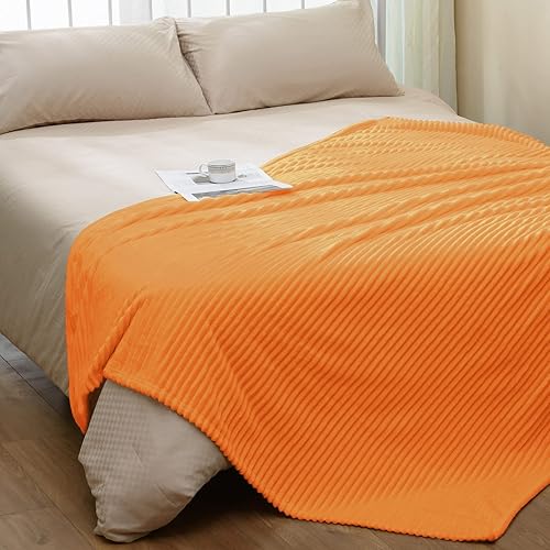 Vista 174 de Vessia Manta de franela de forro polar, 300GSM, acogedora manta a rayas verde salvia para sofá, cama y sofá, cálida y suave, acogedora manta