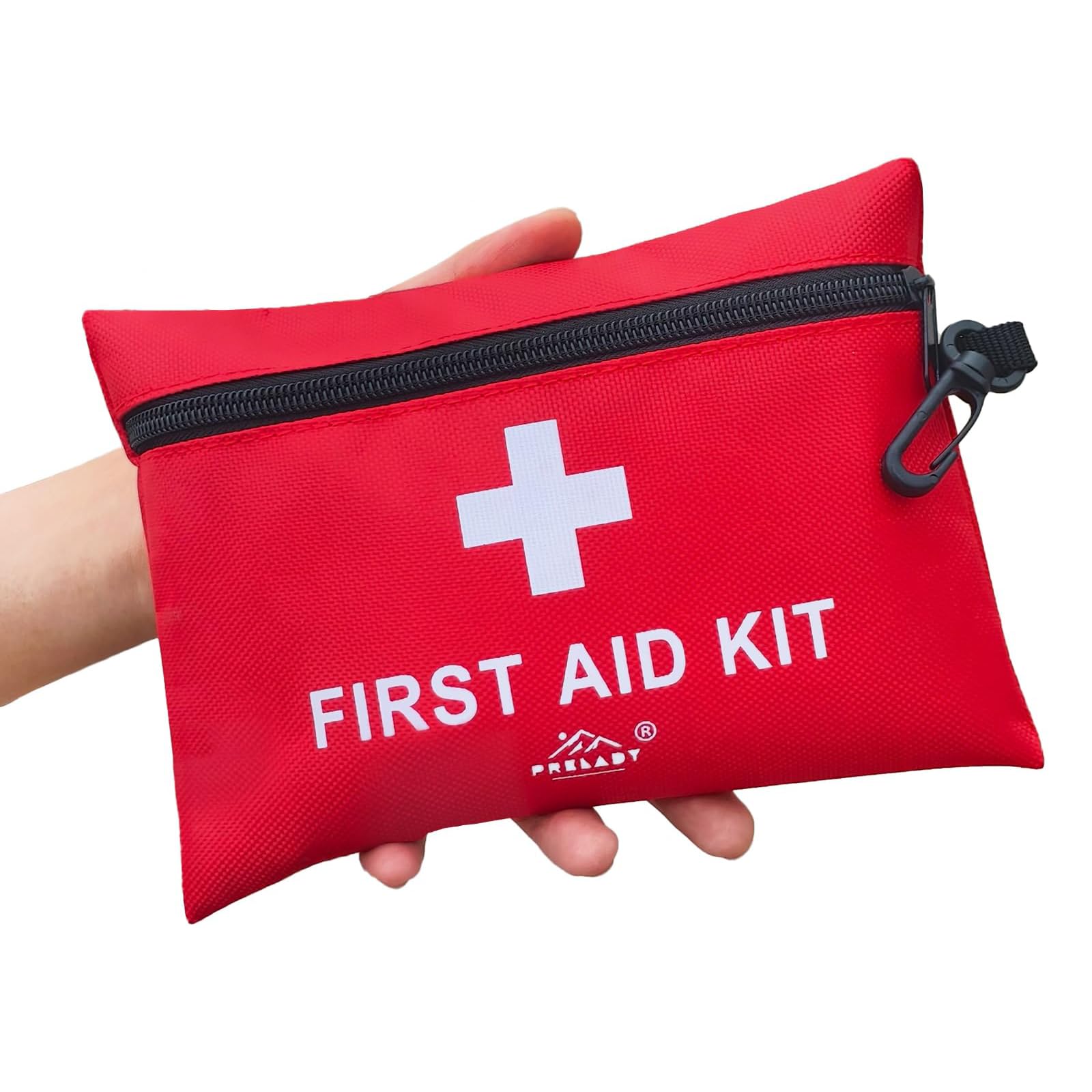 First Aid Kit, Small First Aid Kit, Includes Plasters, Emergency Foil Blanket, Burn Gel for Travel Car Home Workplace Kids Camping Hiking Motorbike Holiday