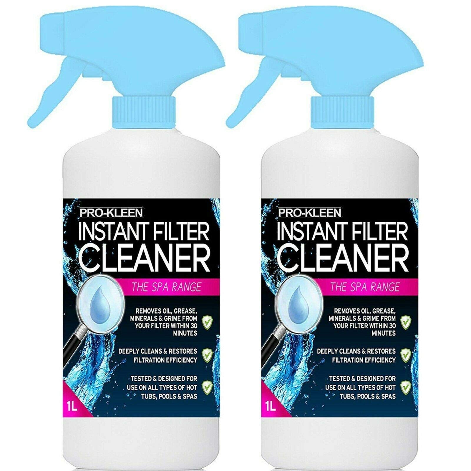 Instant Hot Tub & Spa Filter Cleaner Spray (2 x 1L) - Improves Efficiency of Filter - Suitable for all Hot Tubs, Pools & Spas
