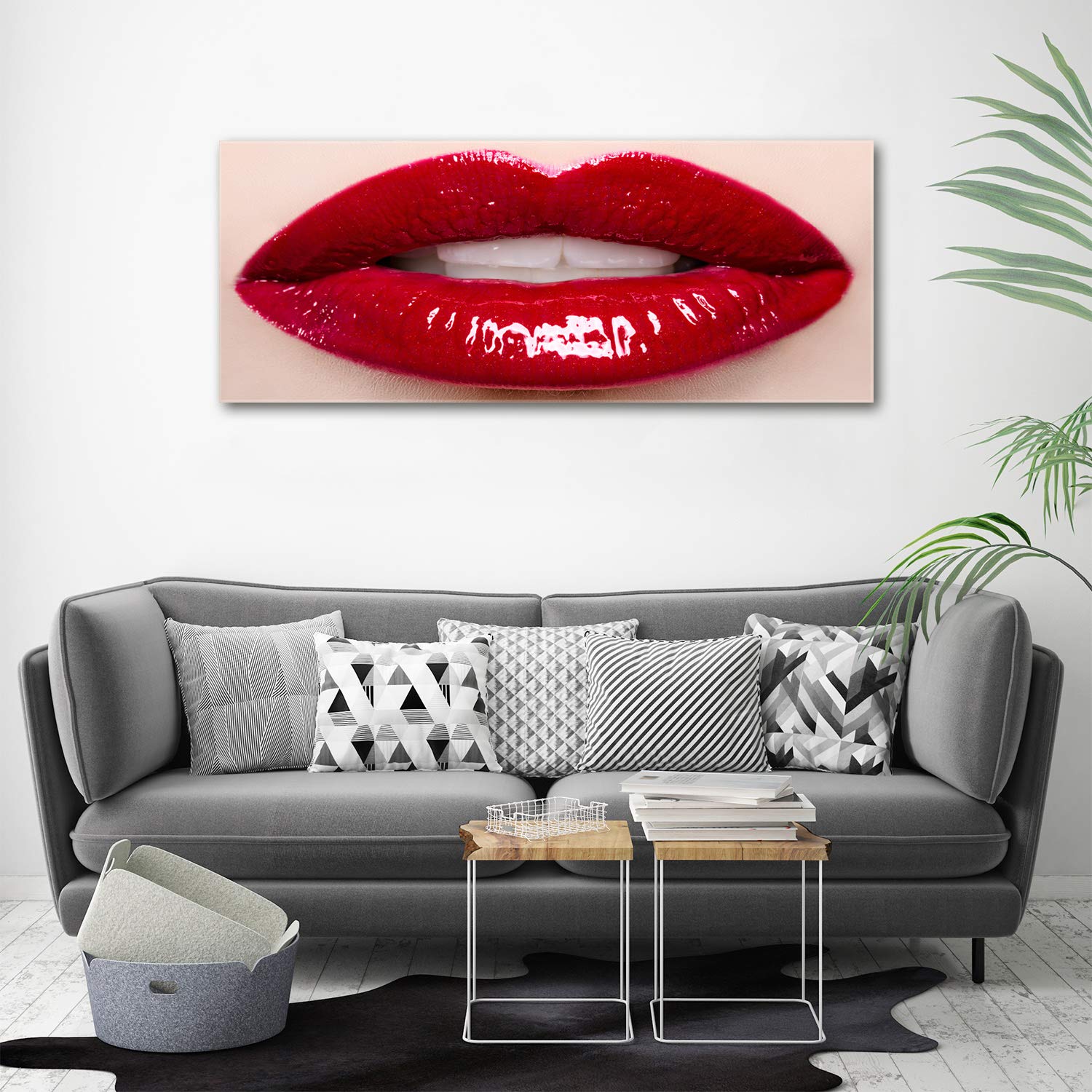 Tulup Tirages sur toile - art mural - tirages sur toile - thème d'image - 125x50 cm - Sensualité - Rouge - Lèvres Rouges