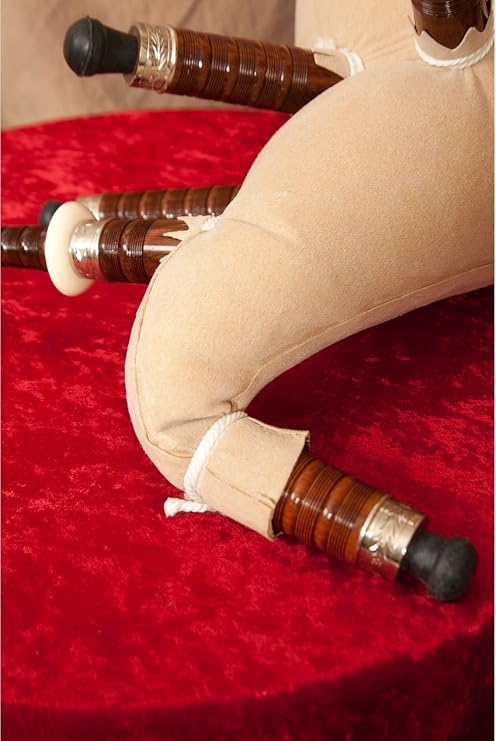 Full Size Bagpipe Engraved Nickel Plated w/Black Cover