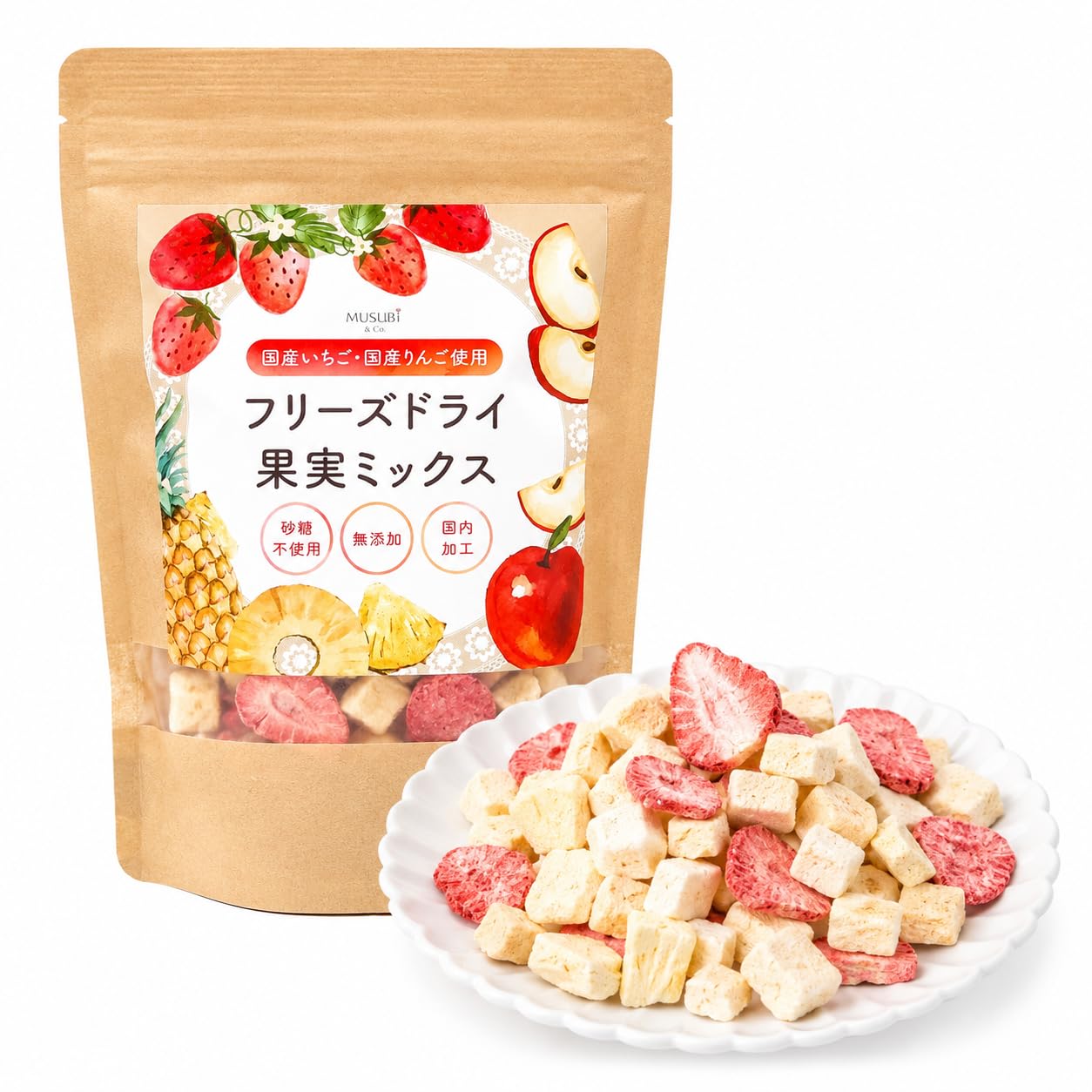 Amazon.co.jp: フリーズドライ果実ミックス80g 国産いちご・国産