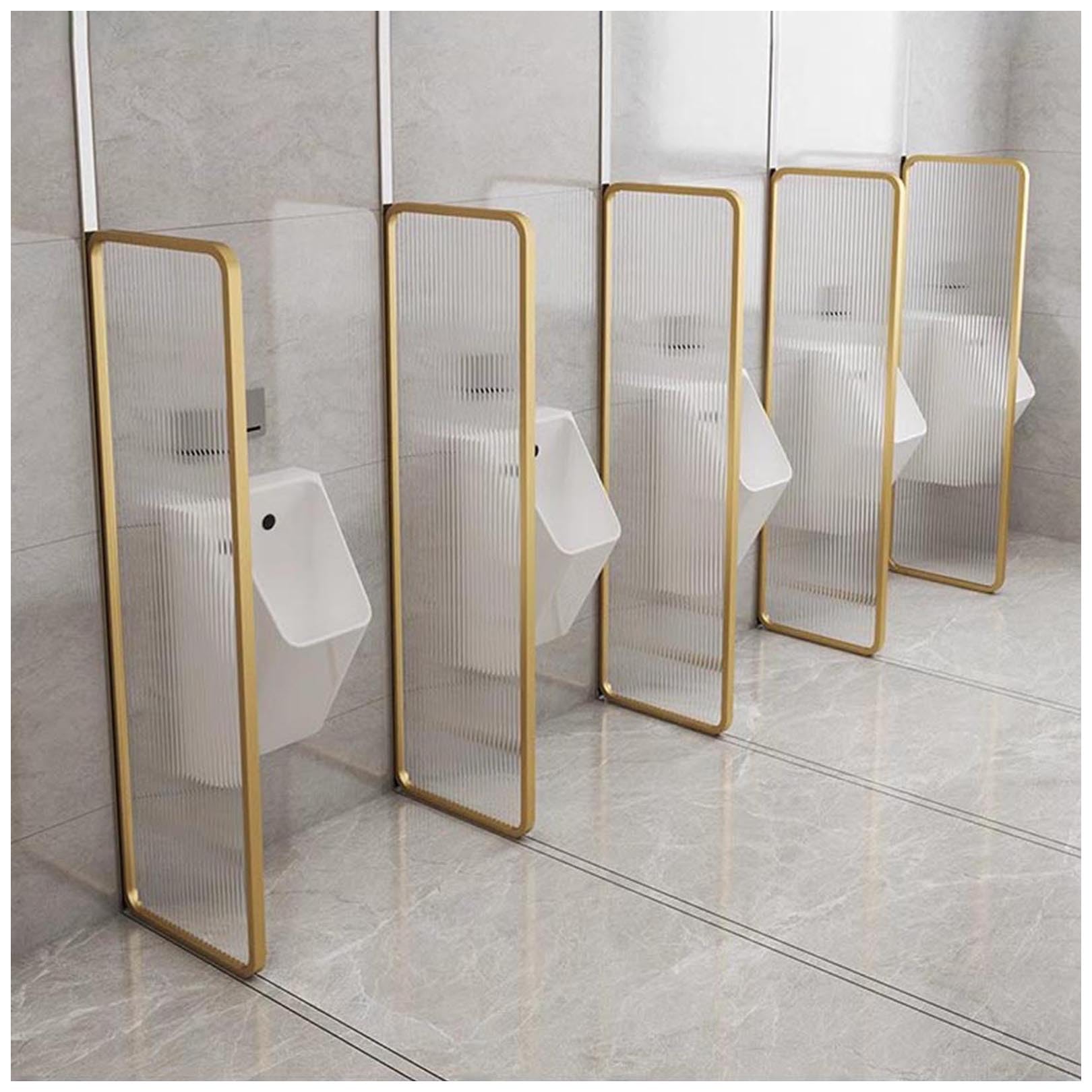 Mampara divisoria de vidrio templado dorado para urinarios de hoteles y baños