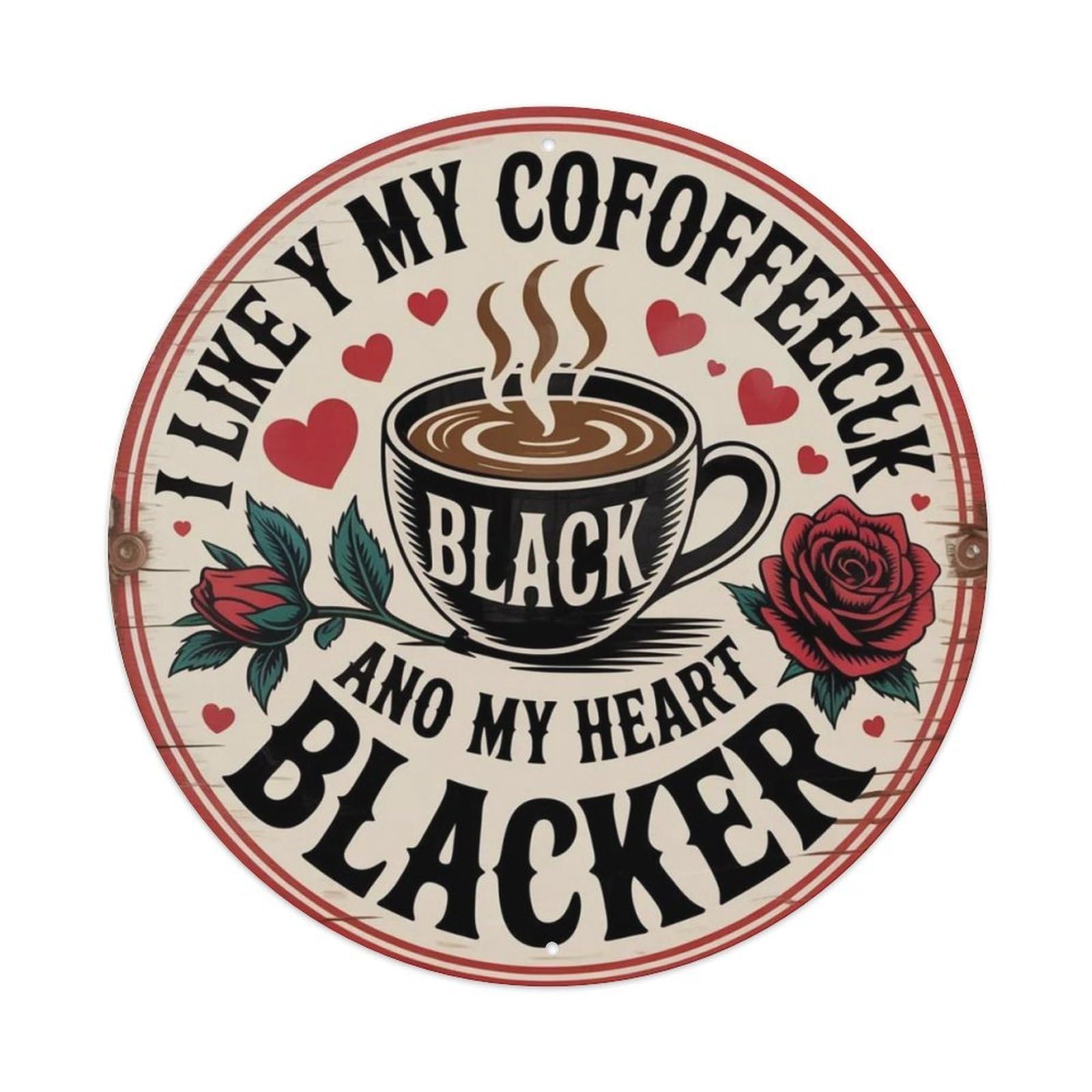 Black Coffee Gothic Metal Tin Sign Plaque