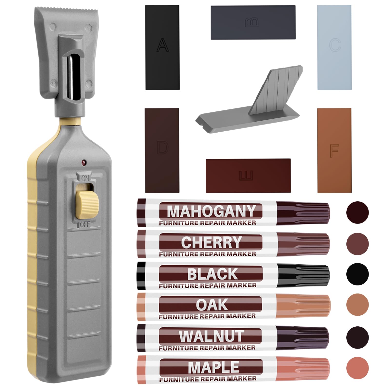 Laminate Hardwood Vinyl Floor Repair Kit with Heat Pen DIY Manual Floor Furniture Touch Up Marker Wood Floor Wax Cover Scratches,Cracks,Holes for Table,Door