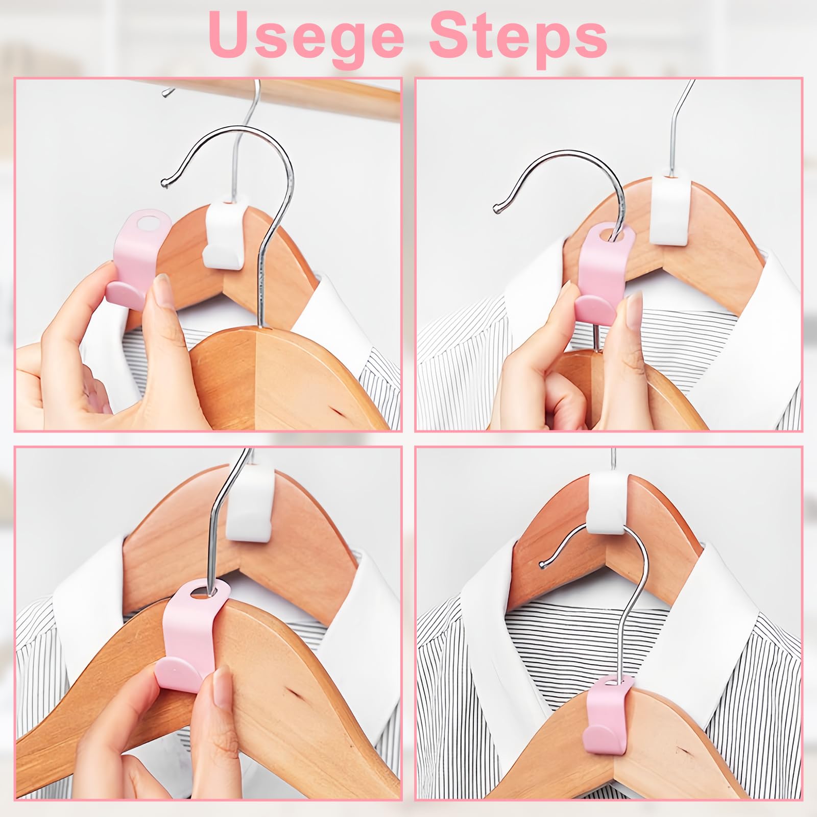 50 PCS Space Saving Hanger - Clothes Hanger Connector Hooks, Stacking Space Saver, Plastic Closet Organizers and Storage Extender for Heavy Duty Hangers Connection (50, White)