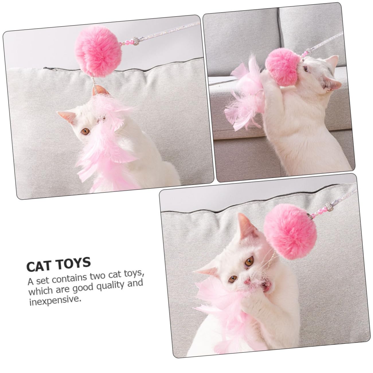 FOMIYES 6stücke Katzenspielzeug Mit Federn Und Bunten Pompons Interaktives Spielzeug Für Katzen Und Kätzchen Handgefertigte Katzenangel Fördert Spiel Und