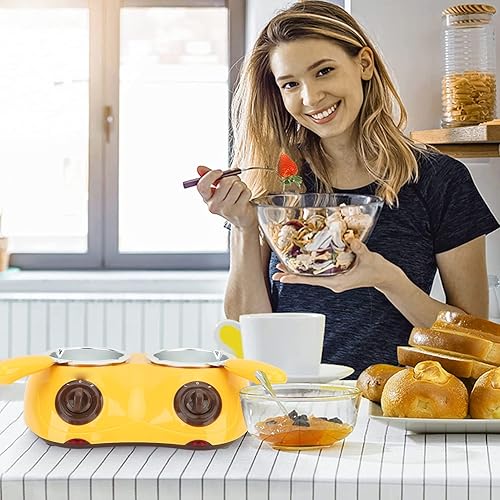 Miniatura 3 de Jeanoko Olla eléctrica de chocolate para fundir fondue de chocolate con doble olla herramienta de cocina, mini fondue para hacer dulces (amarillo)