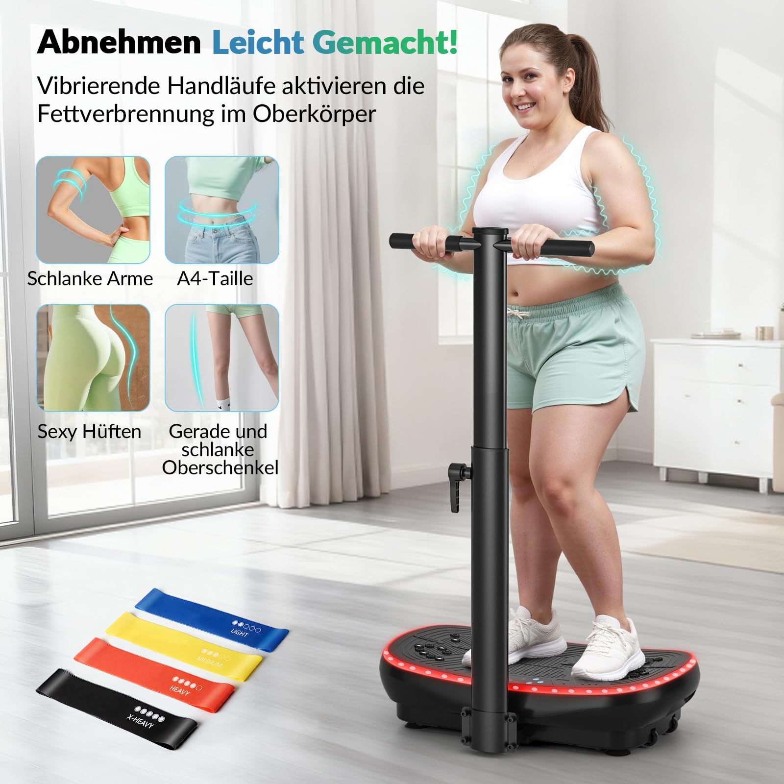 Vibrationsplatte 4D PRO 7-in-1 Vibrationsplatte Testsieger 2025 mit 900W Dreifachmotorsystem, Ganzkörper-Vibrationsplatte mit 9 coolen LED-Lichtern,550 LBS Kapazität für Home Workout