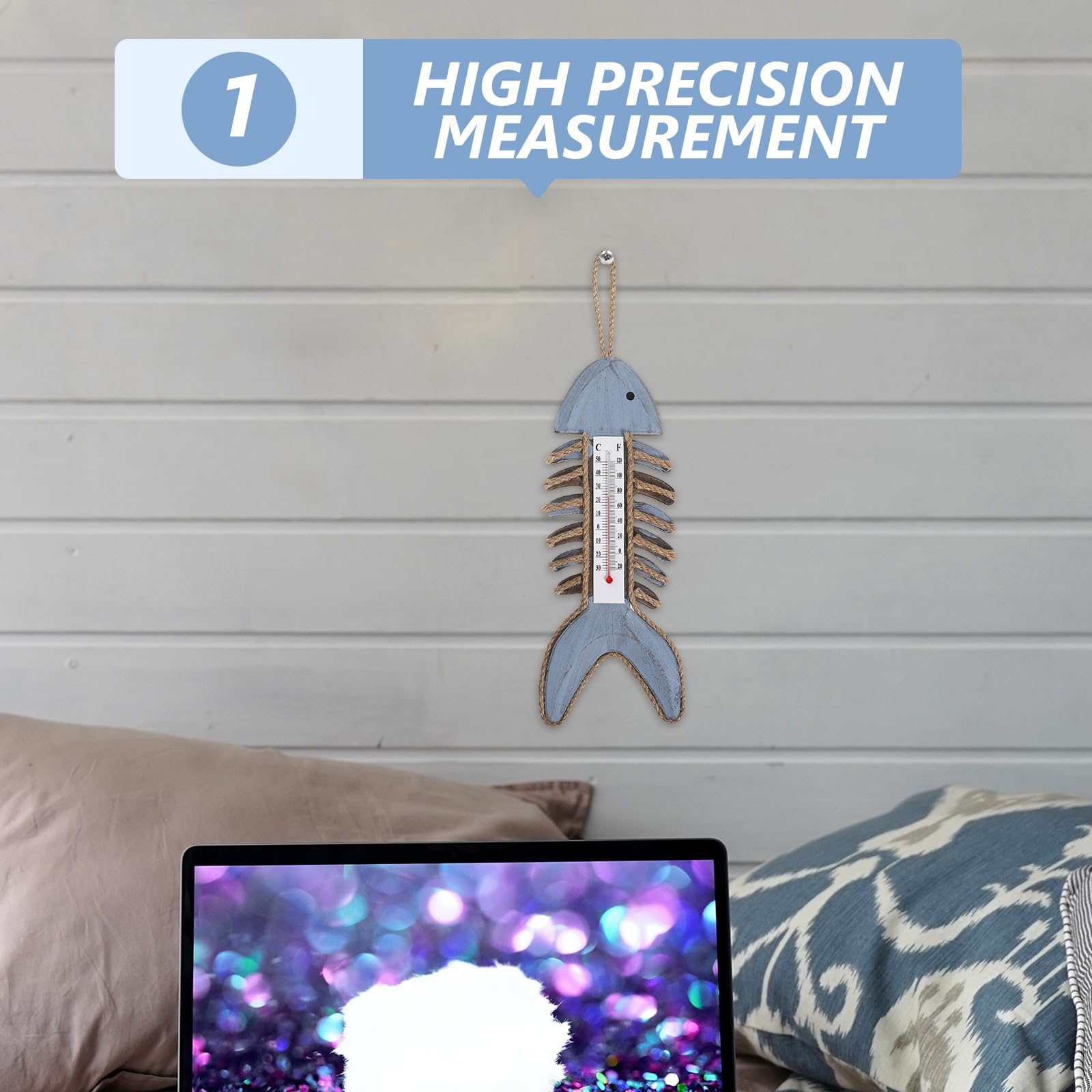 Housoutil Medidor de Temperatura Decorativo de Pared Forma de Hueso para Patio y Jardín Uso en Interiores y Exteriores
