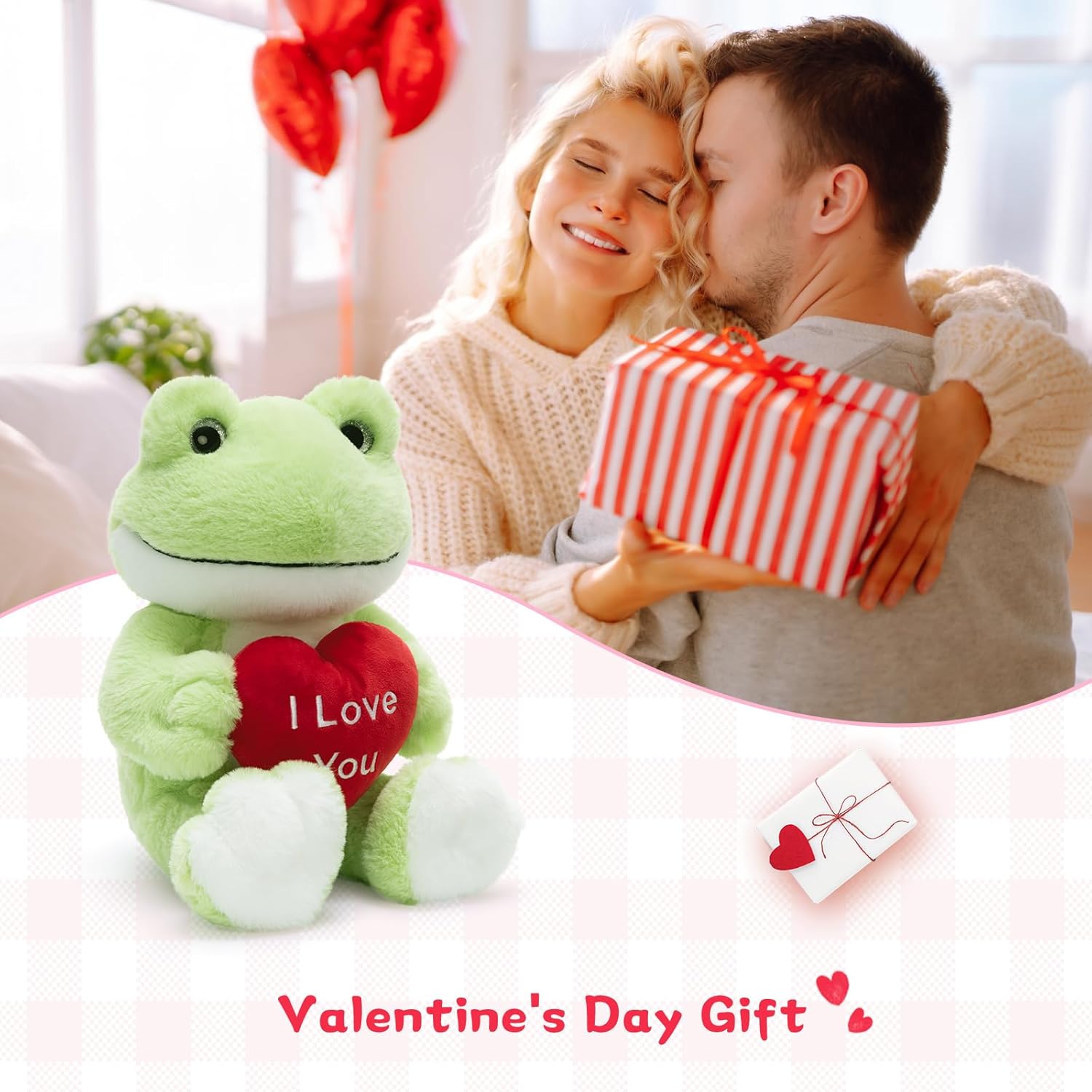 MaoGoLan 18 inch Large Plush Frog I Love You Stuffed Animal with Heart, Giant Frog Plush Toy for Mother's Day Cute Toad Stuffy for Girls Kids Valentines Gifts Party Favors