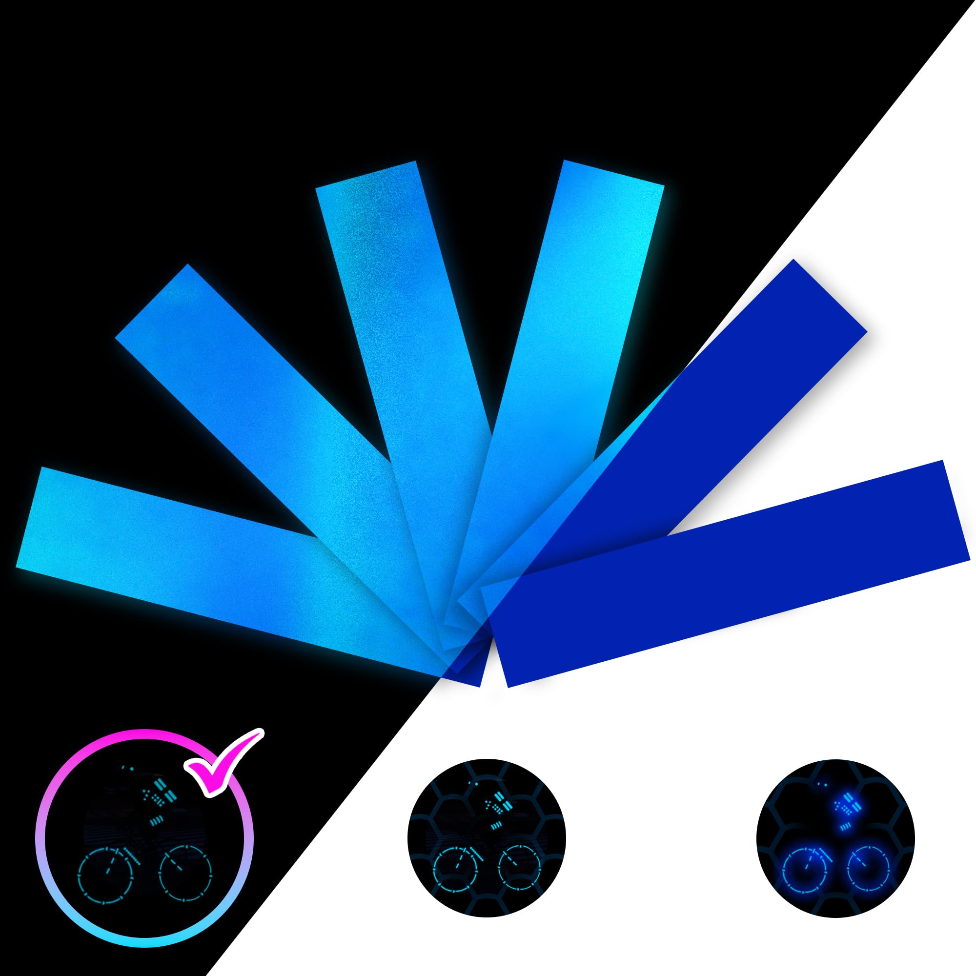LOOM Reflective Stickers Kit (6pcs Blue)• Nighttime Safety Waterproof Self-Adhesive Decals for Helmets, Skateboard, Bike, Scooter, E-Bike, Motorcycle & Strollers • Bright Colors