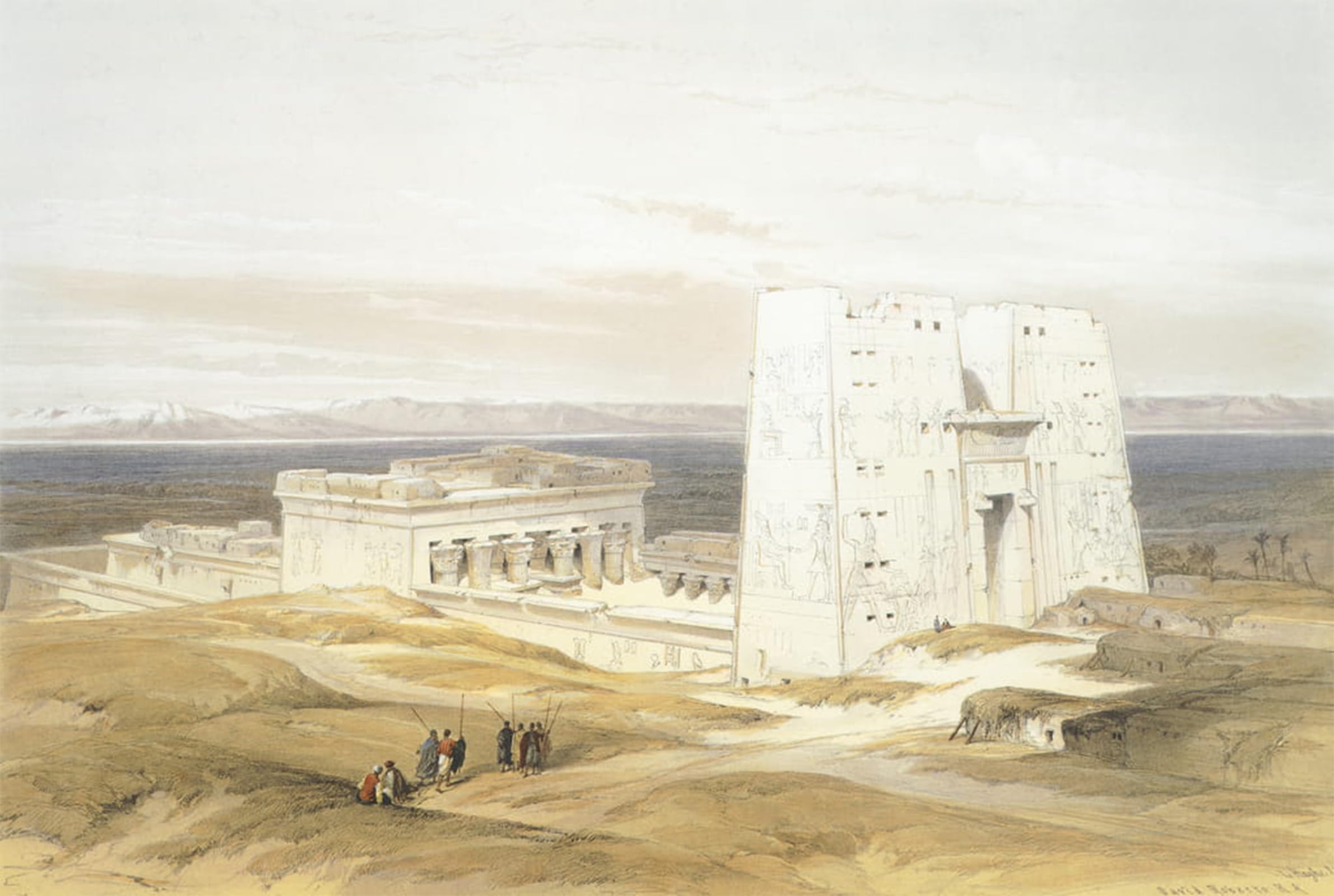 Artxlxxbn No Frame Famous Painting Canvas Artwork Graffiti Print The Temple Of Edfu By David Roberts Portrait Canvas Image For Home Decor 60X90cm