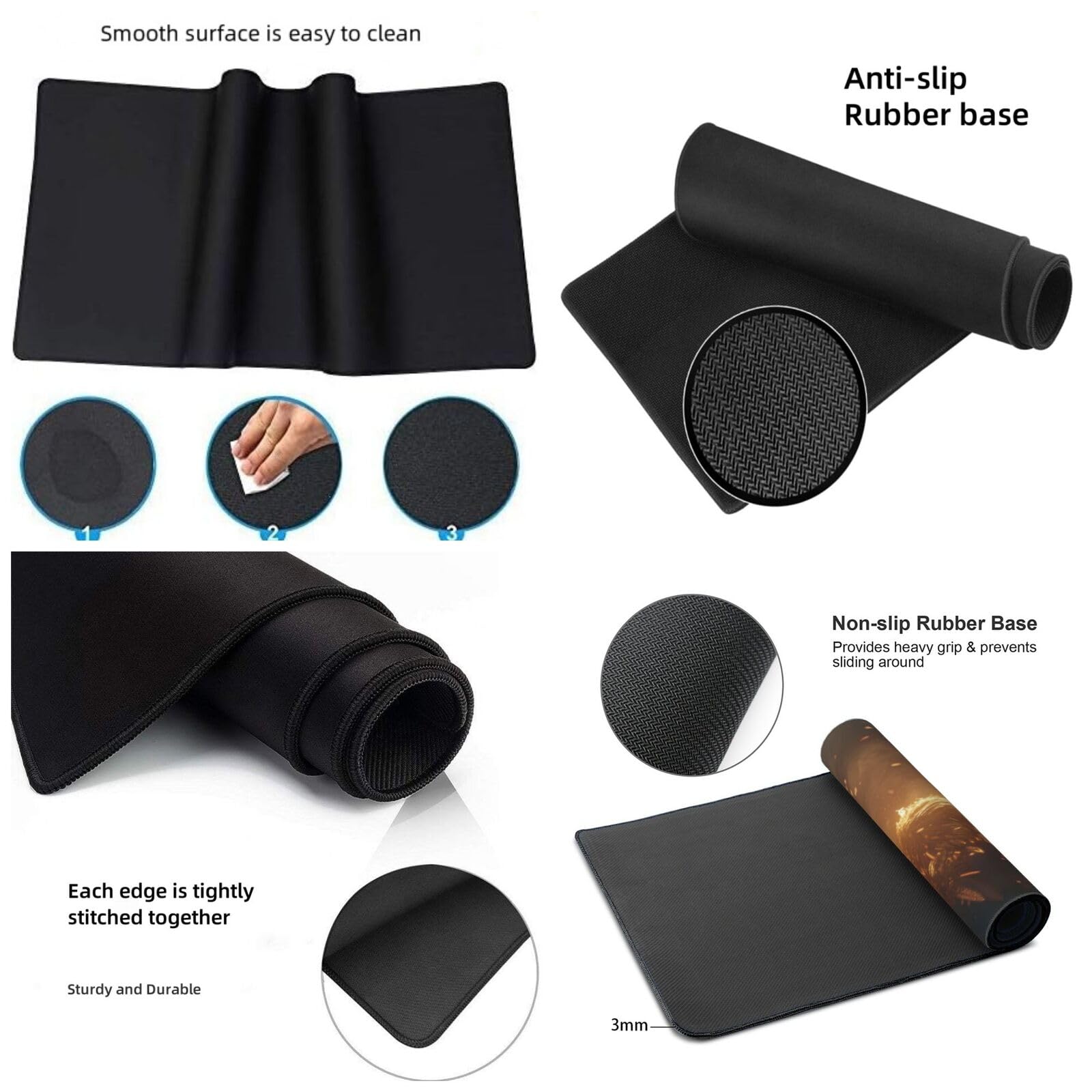 Tapis de Souris XXL 90 x 40 cm, Or & Aile Tapis de Bureau G792