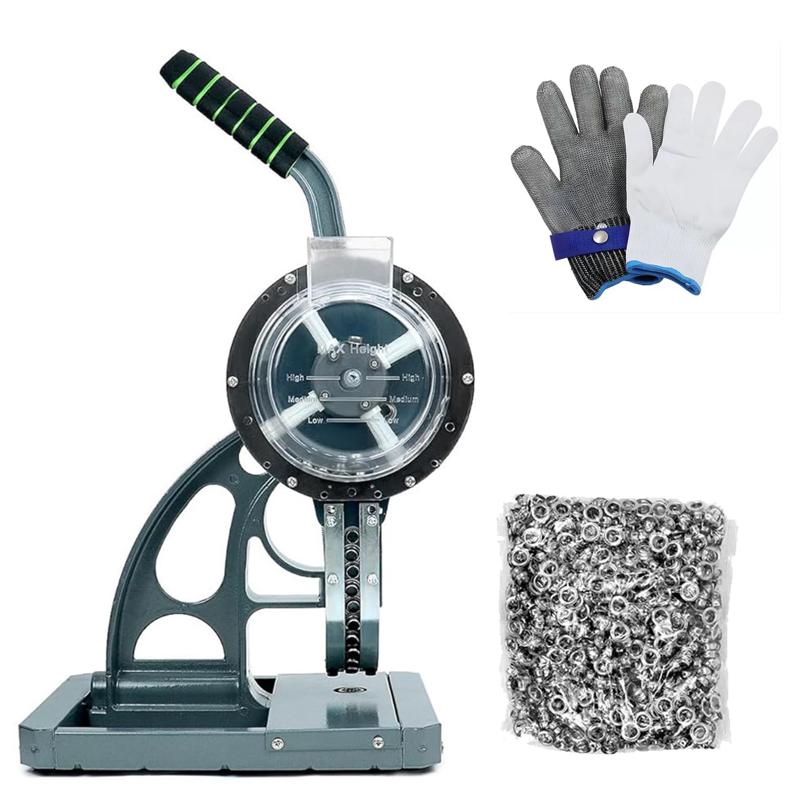 Grommet Machine - Kit de herramientas de prensa manual resistente con 1000 ojales, alimentación automática, diseño de ahorro de mano de obra para lona y pancarta, fijador de ojales de 5,5 mm