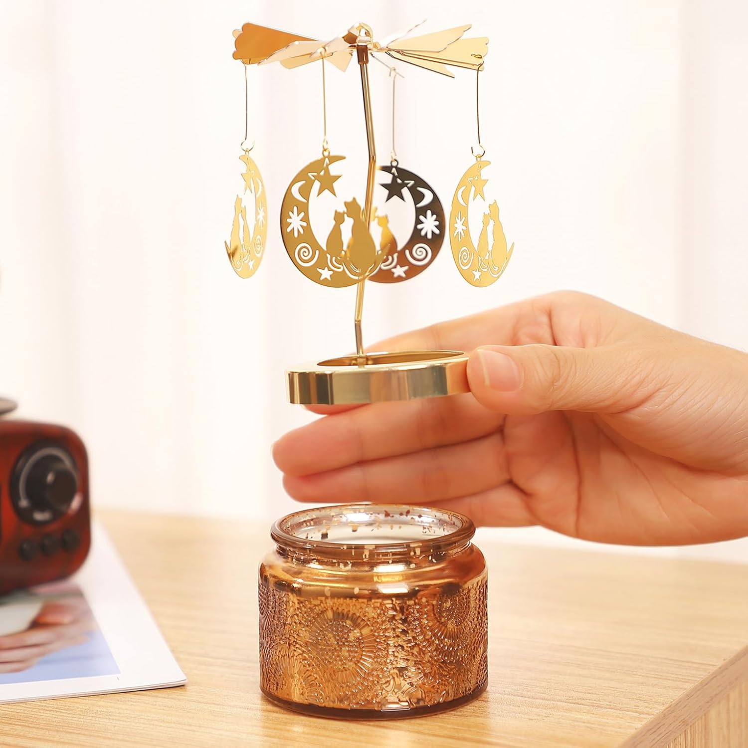 Cat Gifts for Women, Birthday Gifts for Mom Daughter Sister Wife, Unique Gift for Friend Women Rotatable Scented Candles Gift for Mothers Day Anniversary Christmas (Moon and Cat) - Image 9