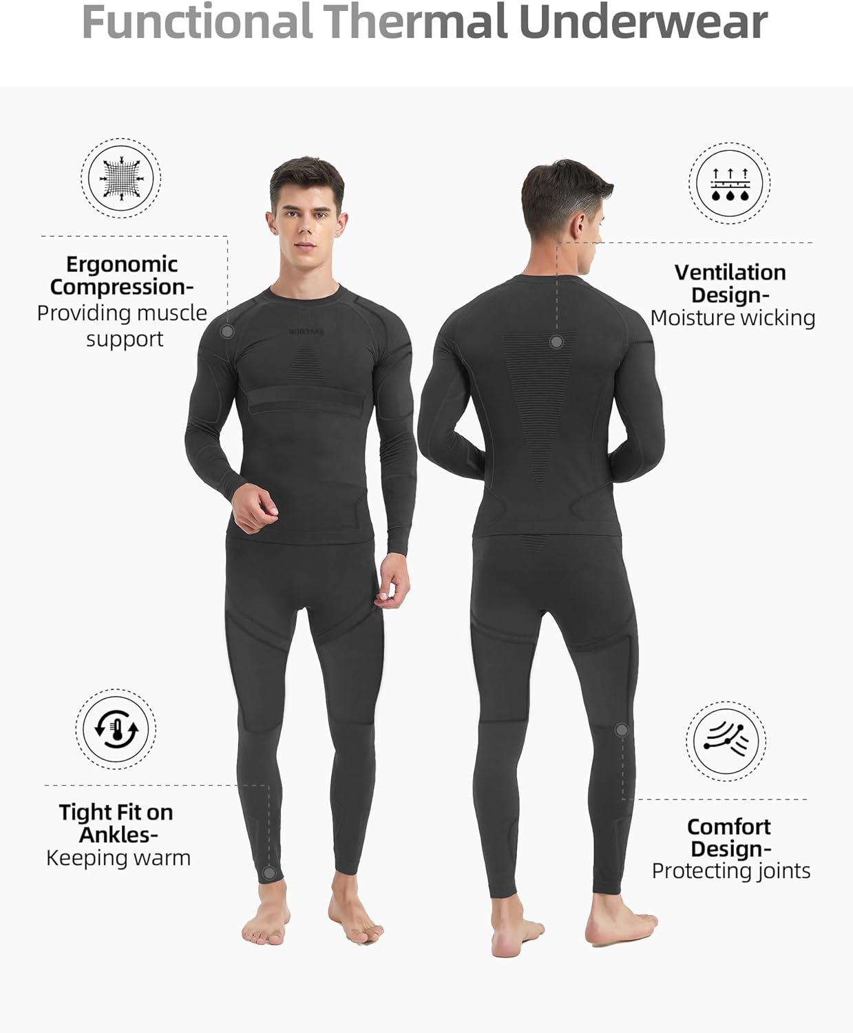 NOOYME Thermal Underwear Long Johns for Men - Long Underwear Base Layer for Cold Weather - Image 3