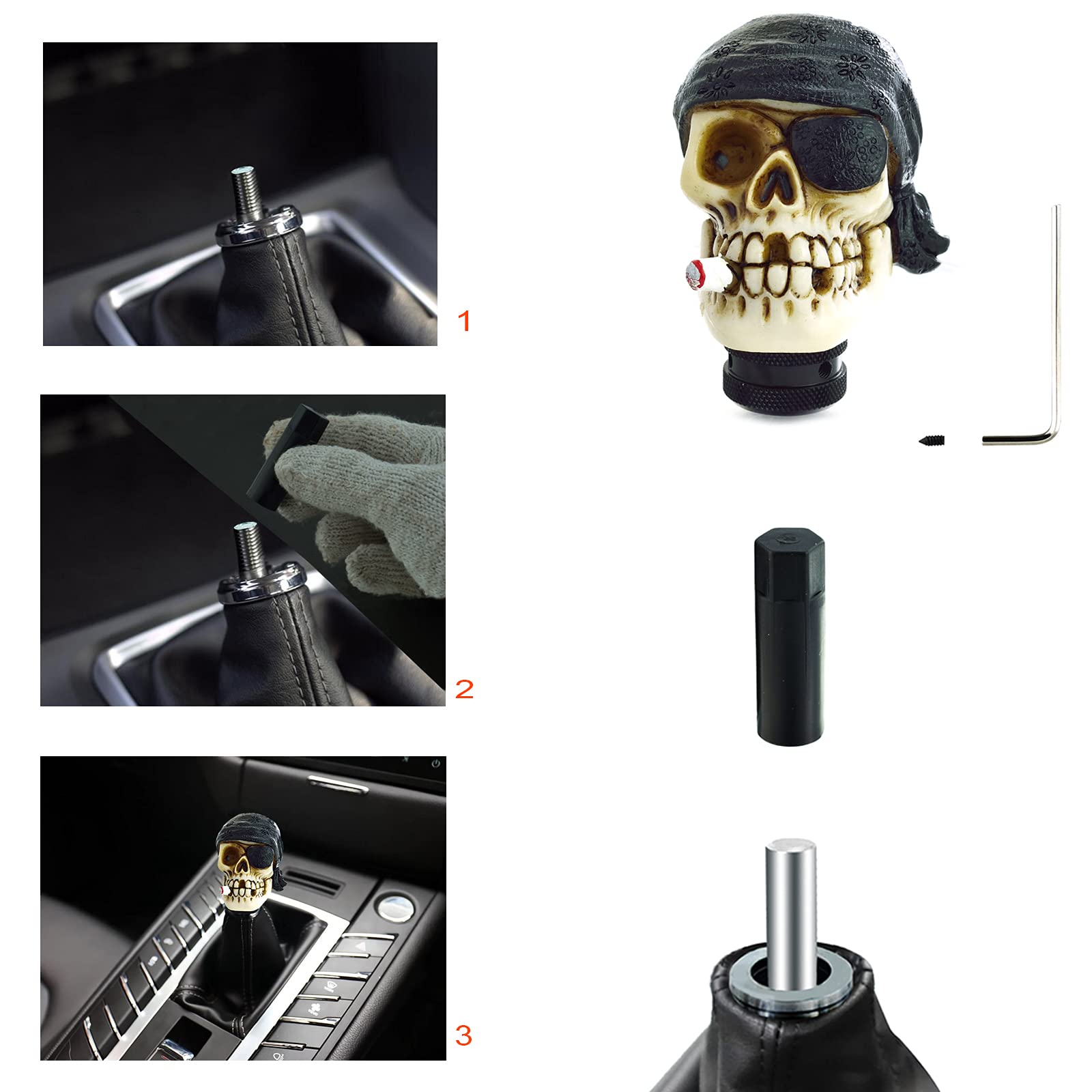 Badass Skull Head Gear Shift Knob – Manual Transmission Shifter Lever For That Custom Hot Rod Vibe