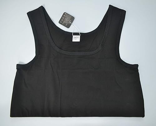 Vista 6 de BaronHong Tomboy Trans Lesbianas Pull On Cierre Pecho Carpeta Corta Tank Top Banda Elástica