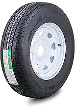 ROCKMAN Trailer Tire Wheel Assembly ST205/75R14 8-Ply D 105M 5 Lug on 4.5" PCD White Spoke Rim