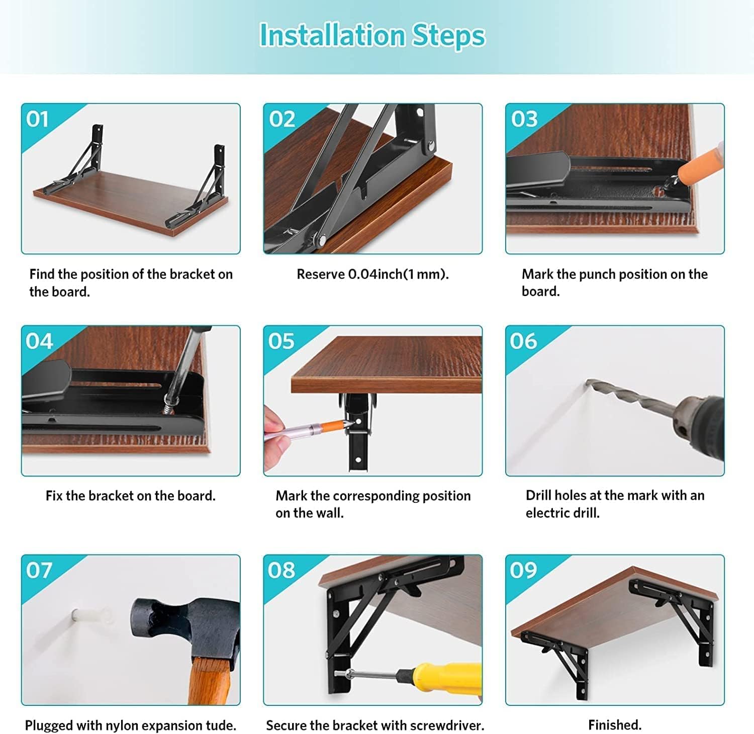 Heavy Duty Folding Shelf Brackets - Space Saving -5