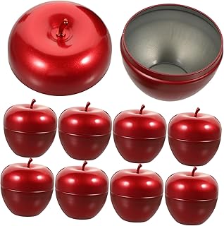 VILLCASE 10pcs Apple Tin Can Sealed Canister Candy Jar Tea Canister Christmas Container Snow White Teapot Travel Apple Box Tinplate