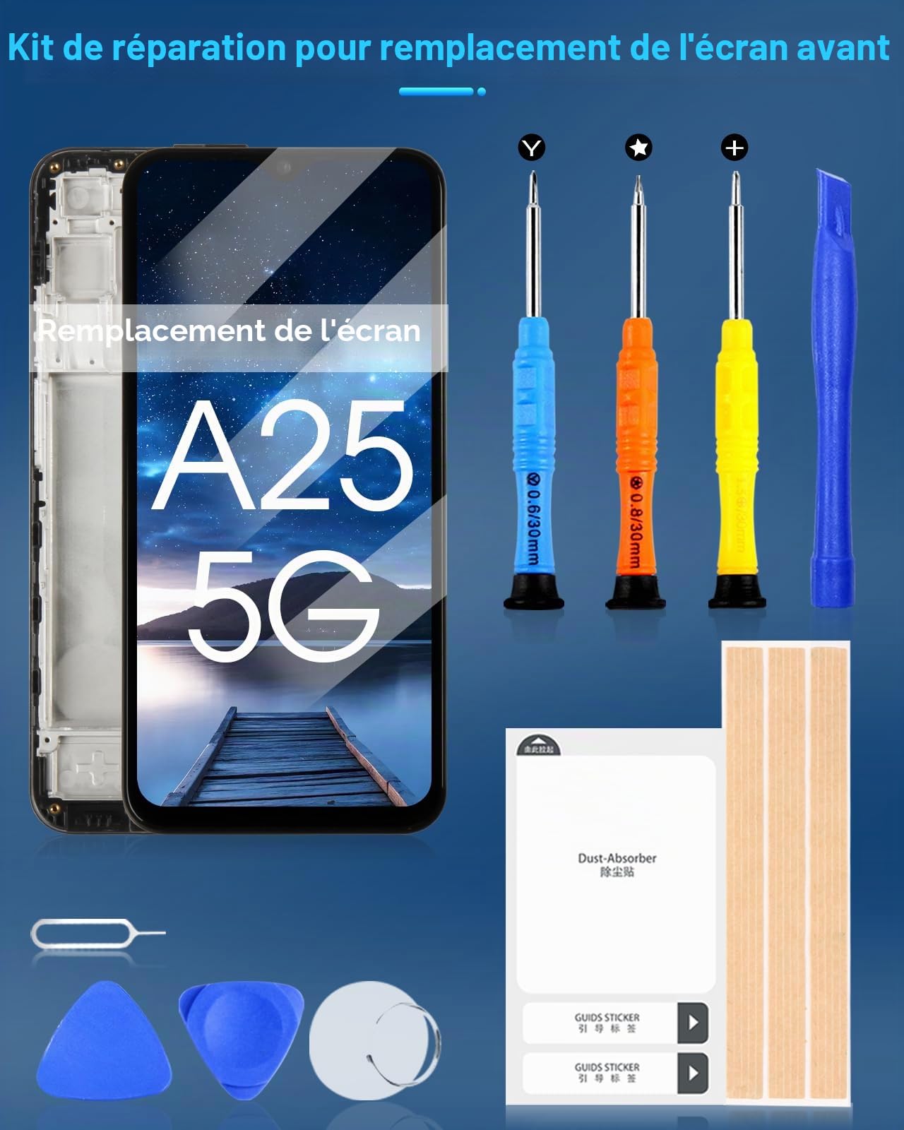 LCD Display pour Samsung A25 5G Écran LCD pour Samsung Galaxy A25 5G SM-A256B SM-A256E SM-A256U 6,5" Ecran Replacement Écran Tactile Touchscreen Assemblée + Réparation (Noir avec Cadre, Incell)