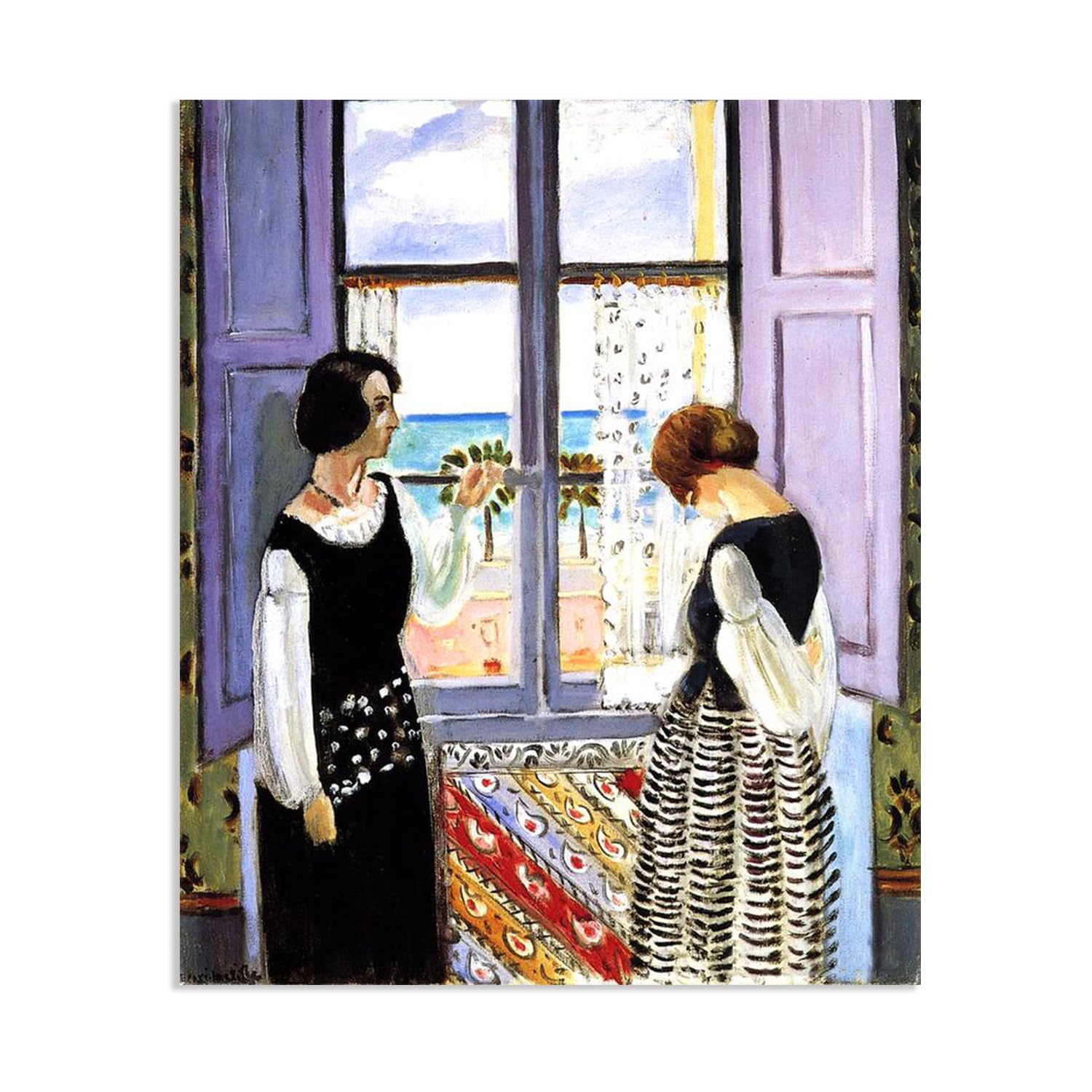 Mycggdgh Framed Henri Matisse Painting Reproduction Waiting Henri Matisse Abstract Art Canvas Wall Reproductions Classic Poster For Living Room Bathroom Office 80X60cm(31X24in) Poster