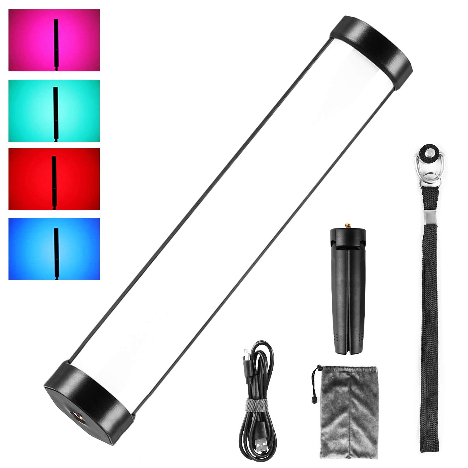 Eacam RGB LED Video Light Wand - Handheld 2800K-8500K Dimmable Stick with 15 Effects, 3000mAh Battery, CRI95 TLCI97 for Studio & Vlog