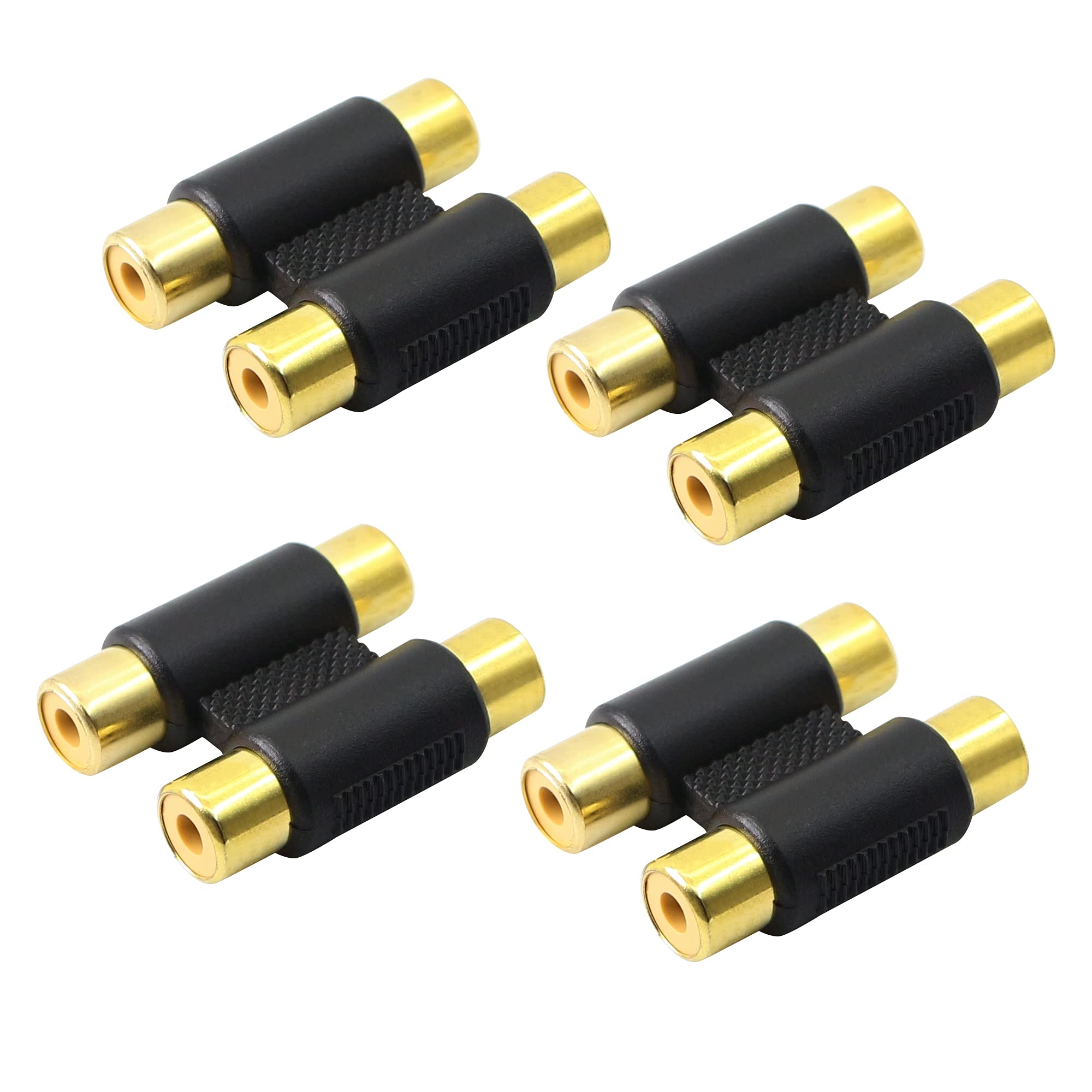 PNGKNYOCN 2 RCA Female to Female Coupler RCA Dual Female to Dual Female Adapter Cable Extension Connector for Speaker,RCA Cable,Amplifier Etc（4-Pack）