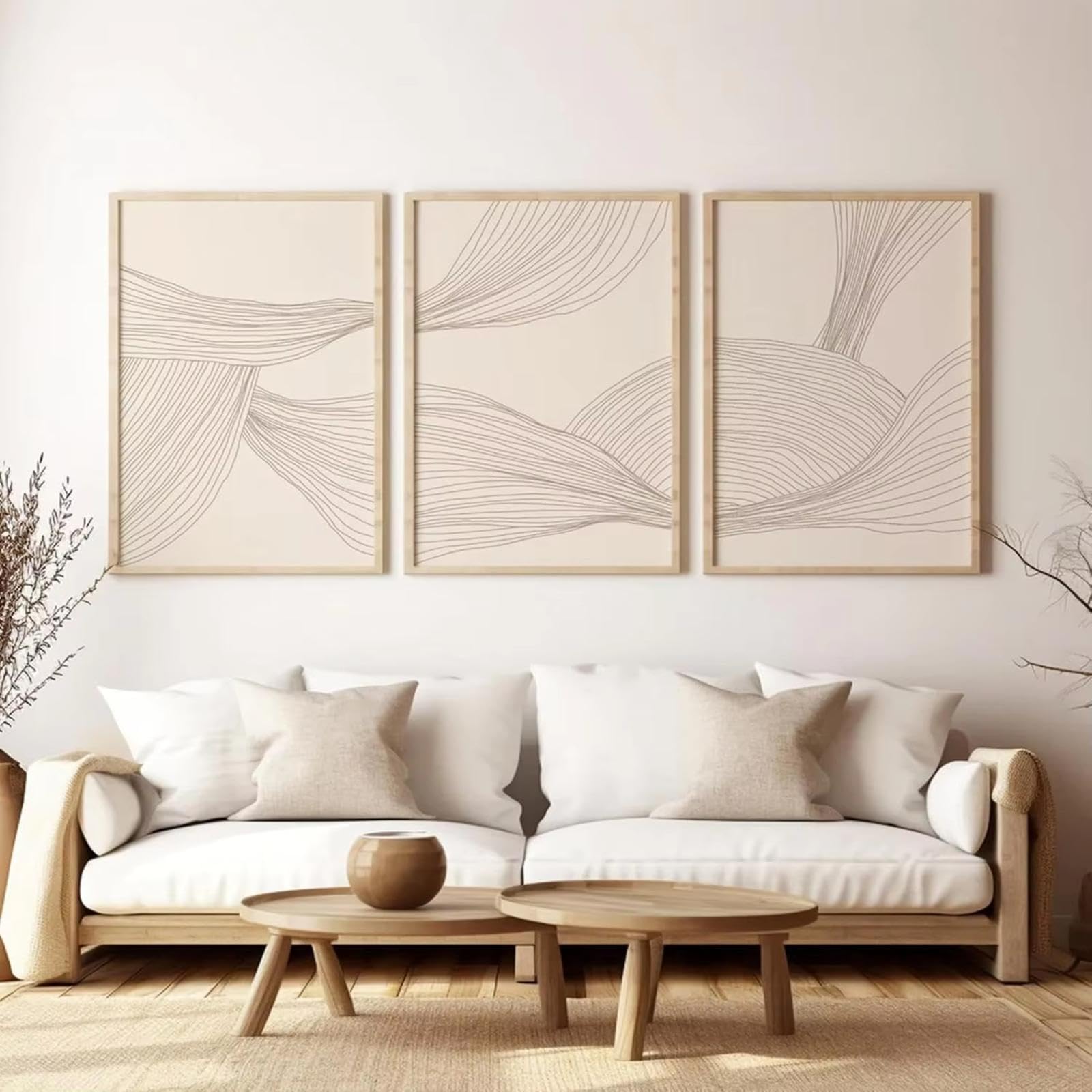 Póster de lienzo con líneas abstractas minimalistas modernas, arte de pared, imagen impresa, decoración nórdica para habitación, hogar, 75 x 110 cm x 3, sin marco