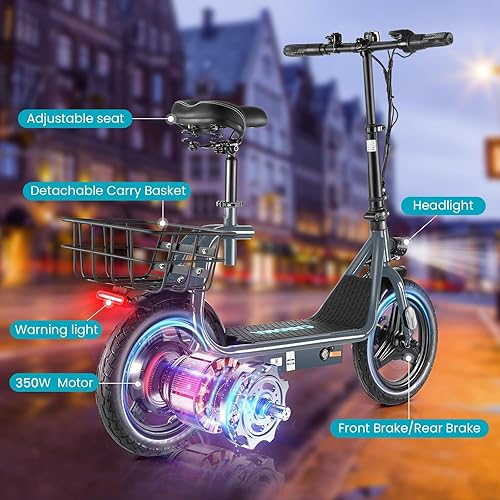 Miniatura 9 de Caroma Peak - Patinetes eléctricos de 1200 W para adultos, neumático de 14 pulgadas, batería de 500 Wh, rango de 30 millas, velocidad máxima de 20